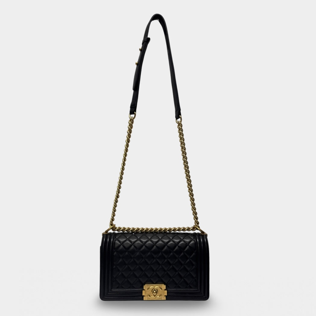 Chanel Women's Black Leather Boy Handbag-2