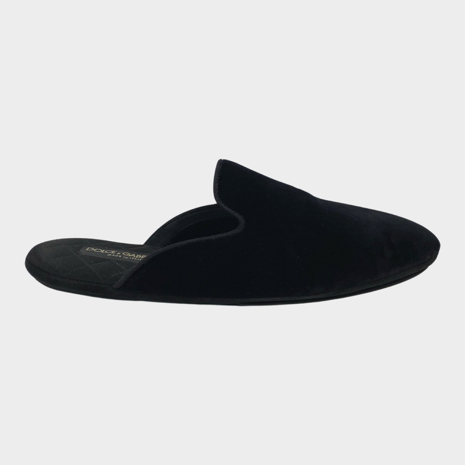 image of Dolce & Gabbana men's black velvet slide loafers