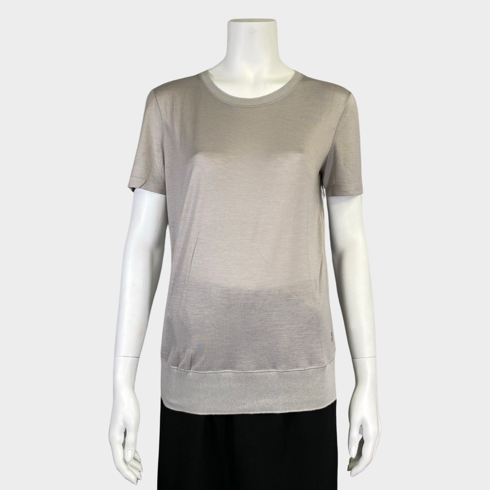 Image of Loro Piana women's light grey silk/cashmere blend top