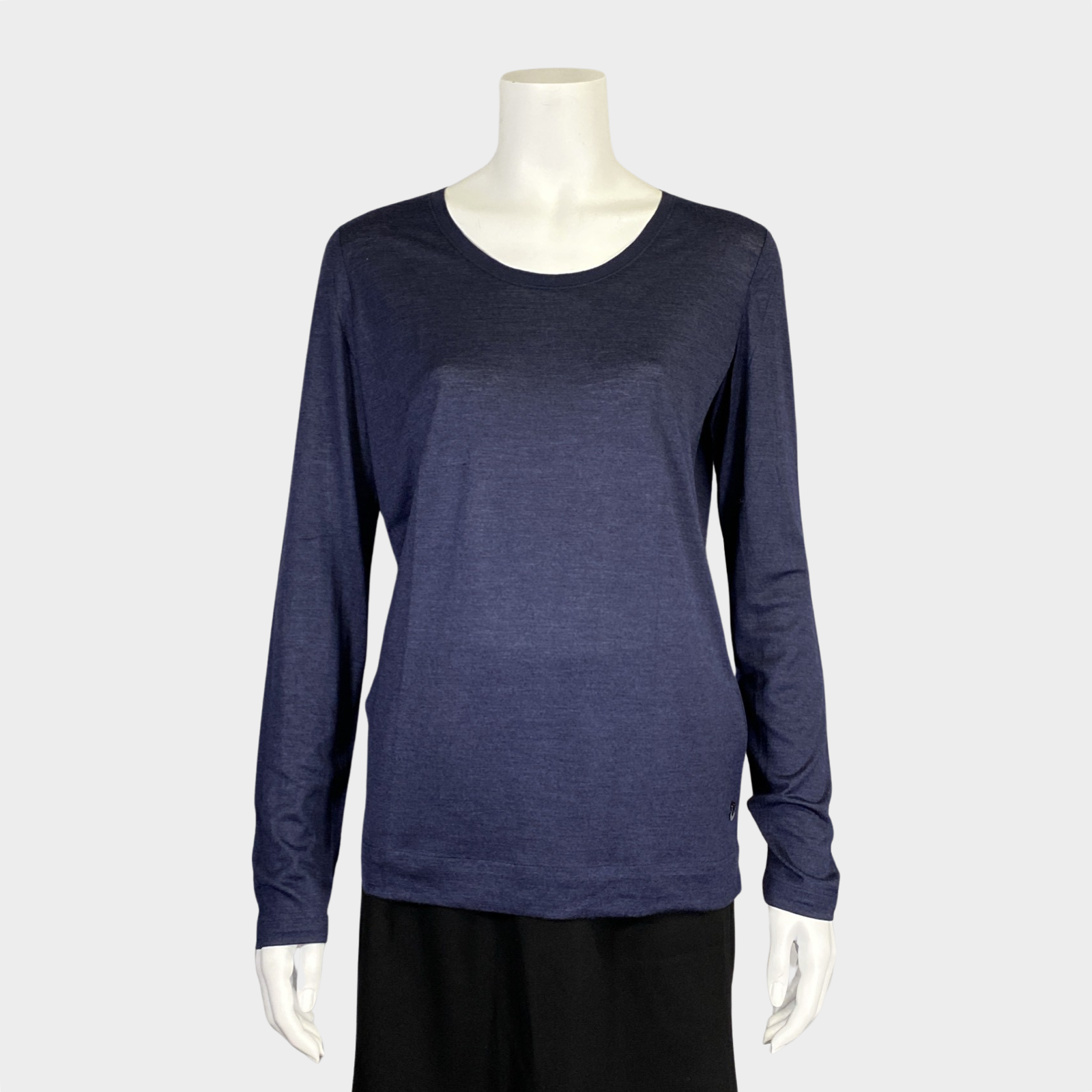 image of Loro Piana women's navy lightweight long sleeve cashmere and silk top