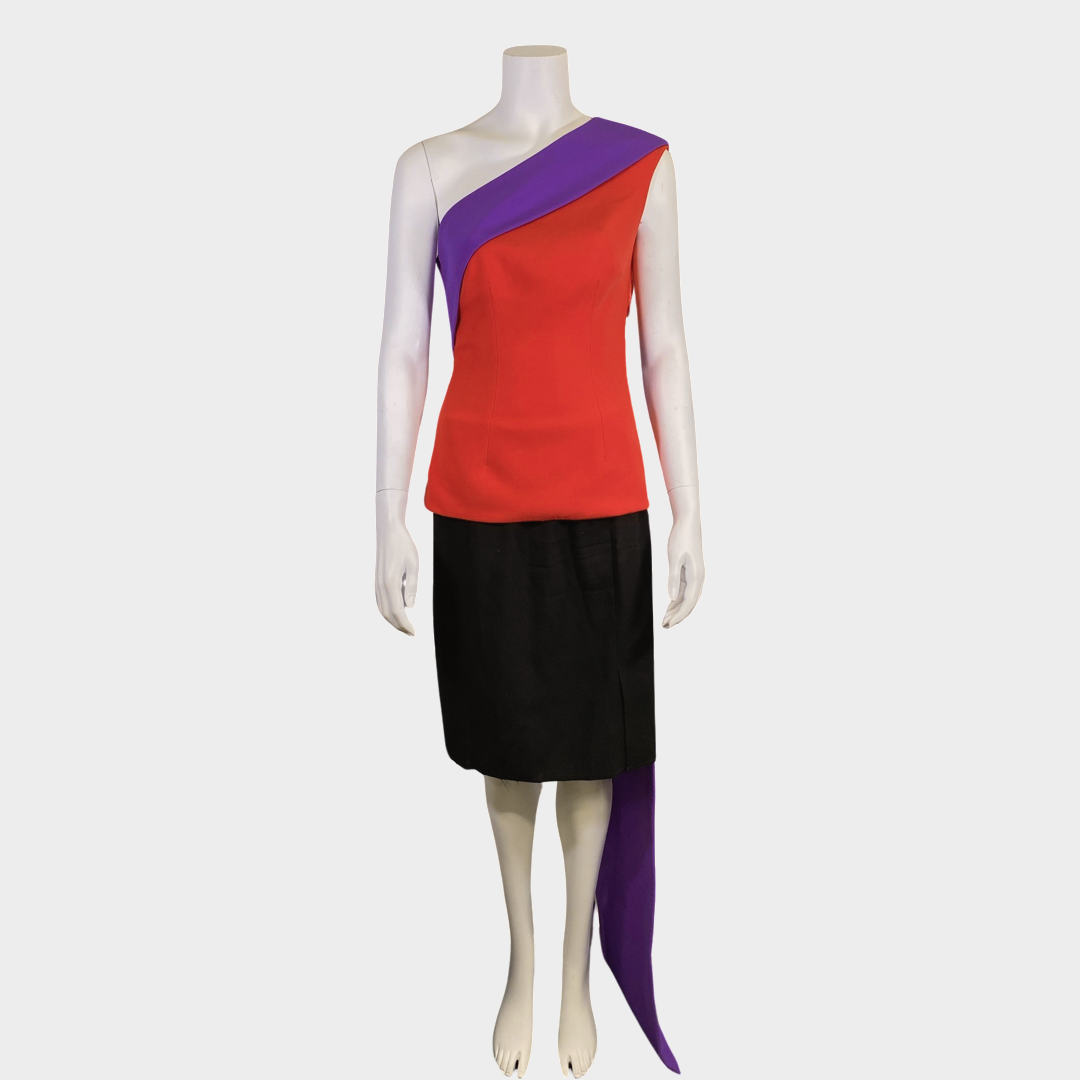 Image of Safiyaa women's purple and red asymmetrical top