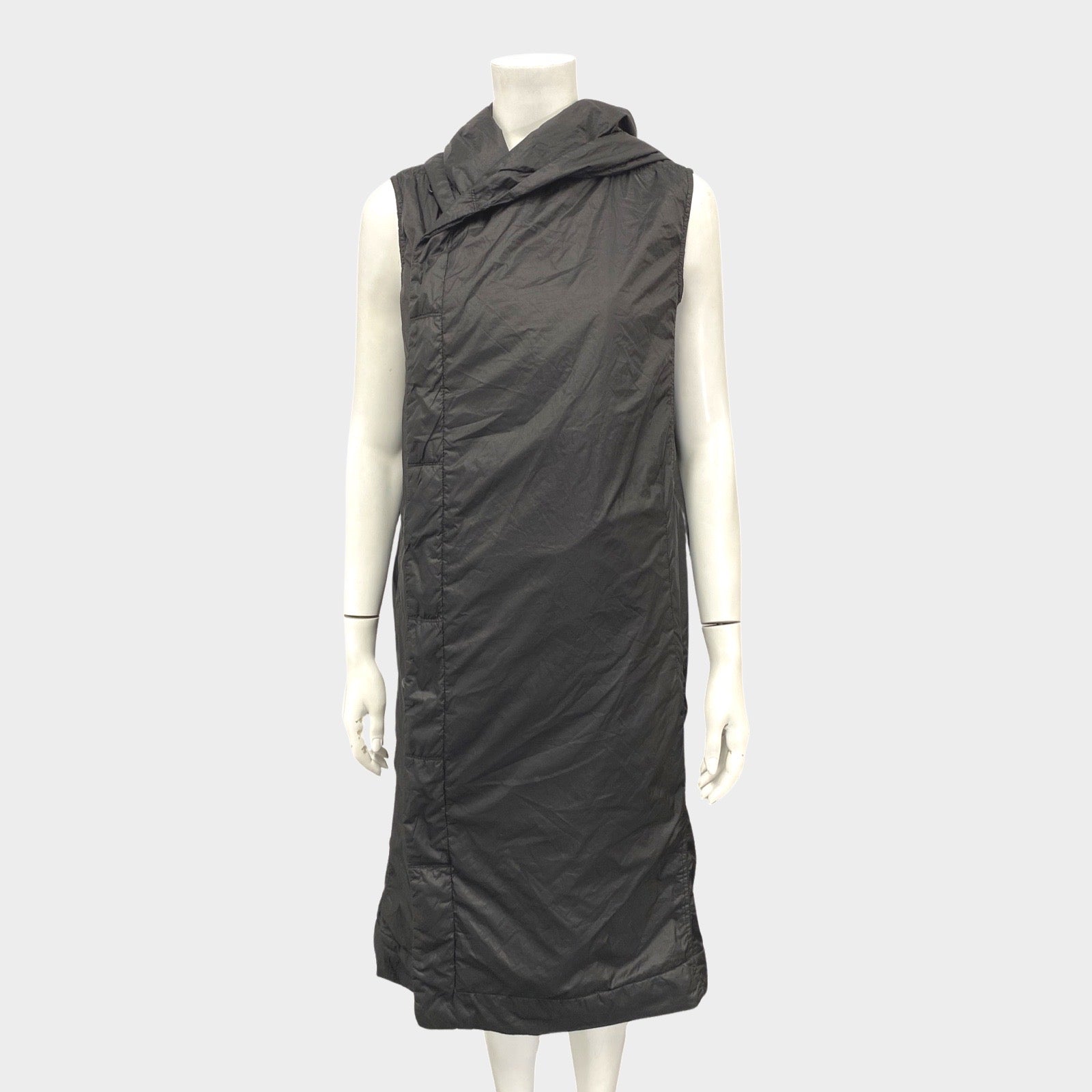 image of Rick Owens women's black puffer coat without sleeves