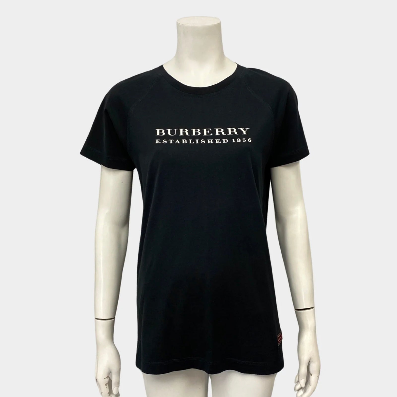 Image of Burberry women's black cotton logo T-shirt