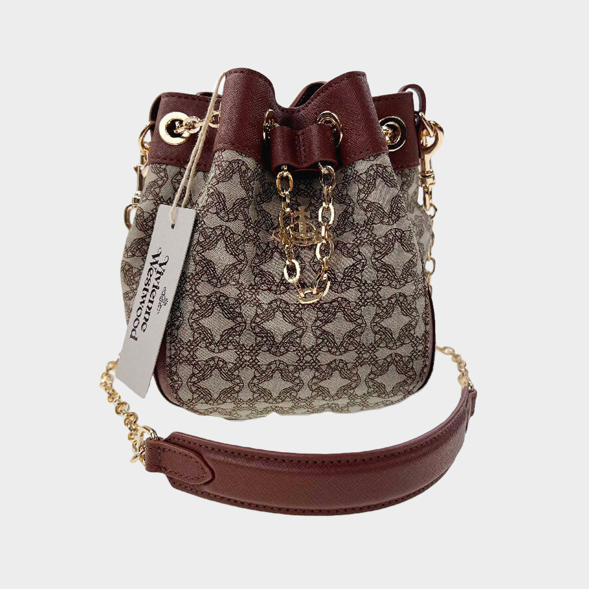 image of Vivienne Westwood Brown Canvas Chrissy Small Bucket Bag