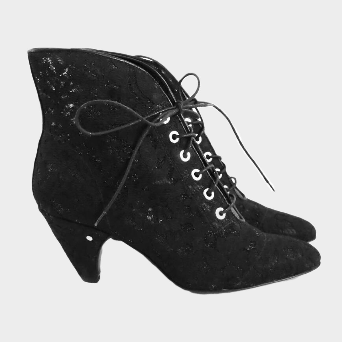 image of Laurence Dacade women's black lace sabrina ankle boots