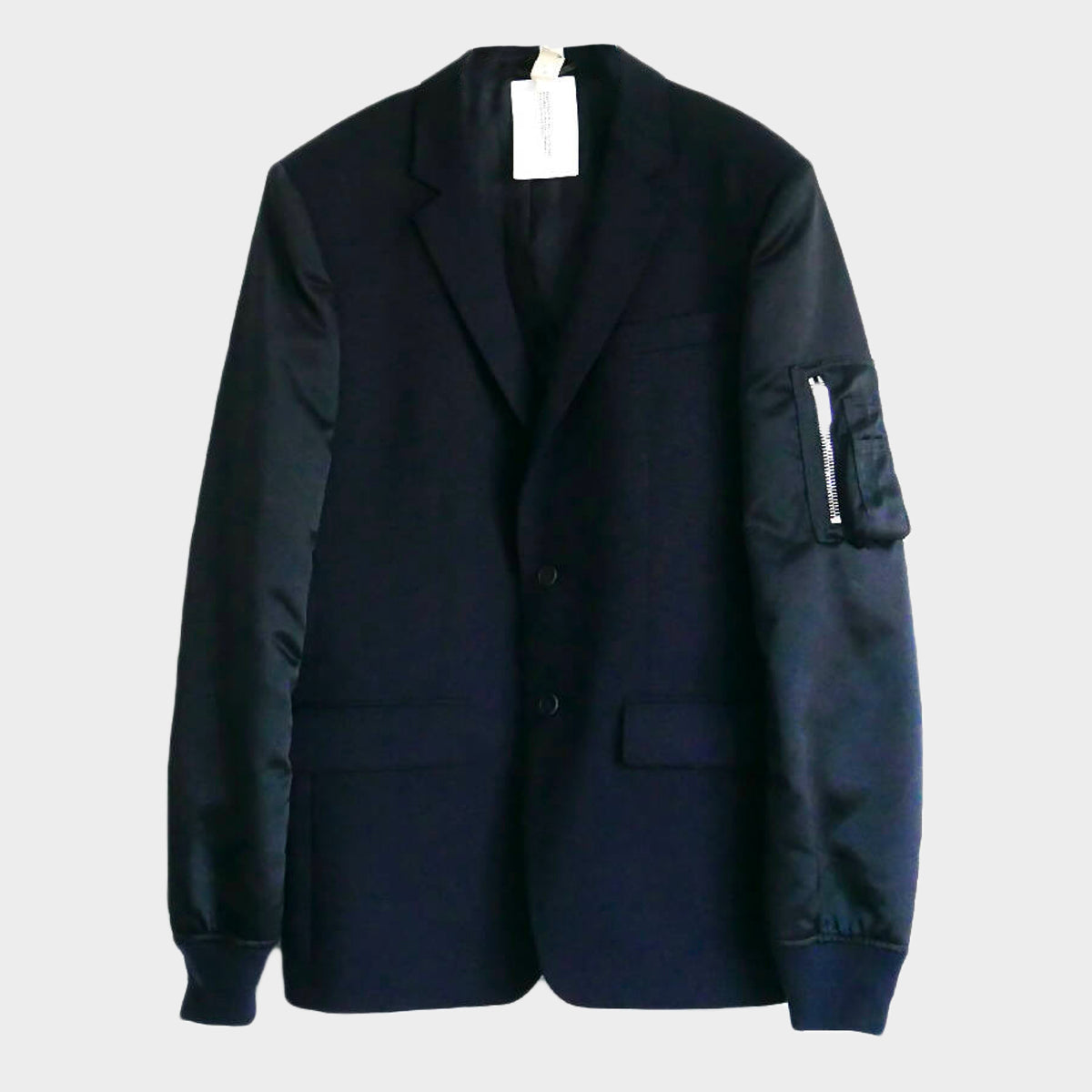 Image of Givenchy men's navy hybrid bomber/blazer jacket