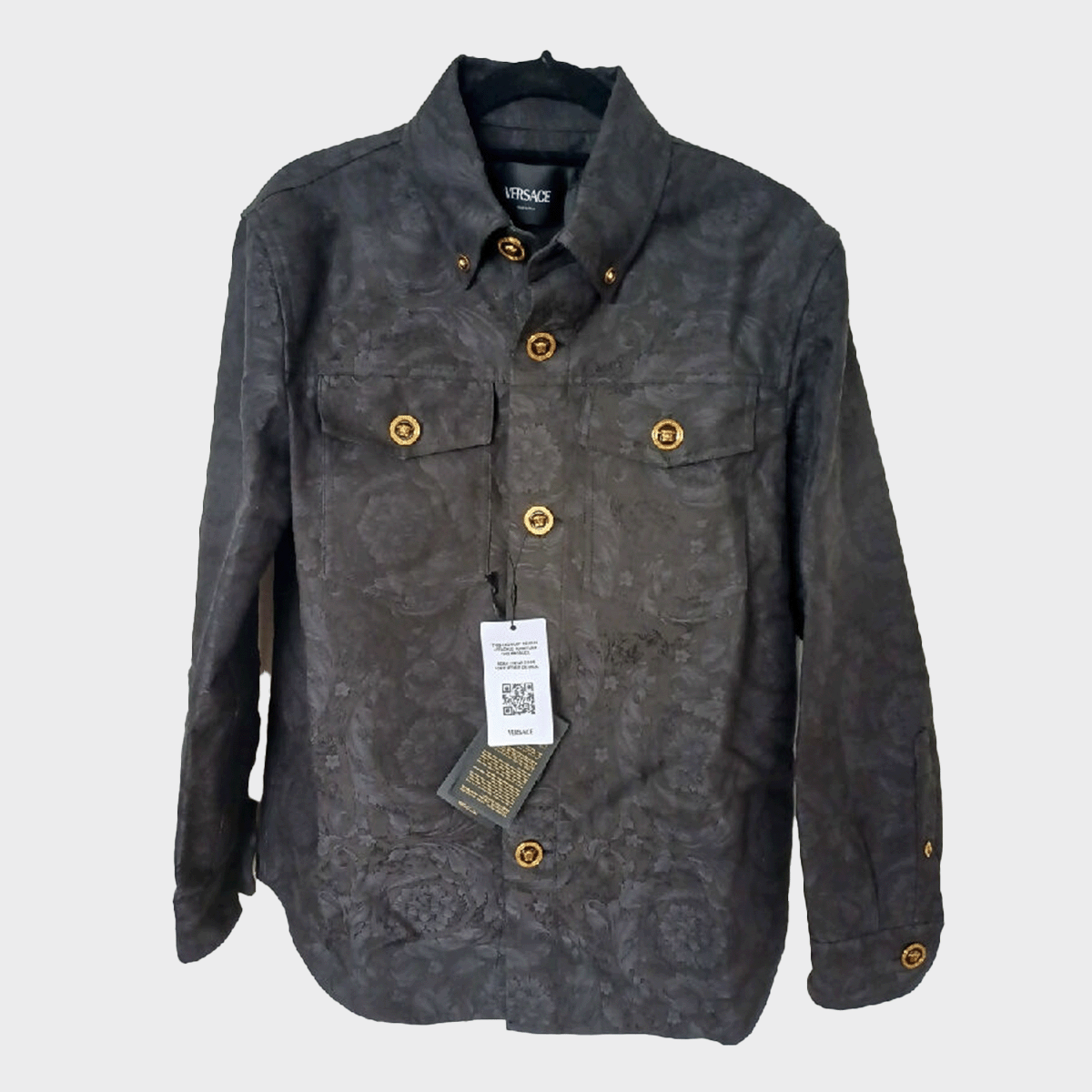 image of Versace men's grey Barocco Jacquard overshirt