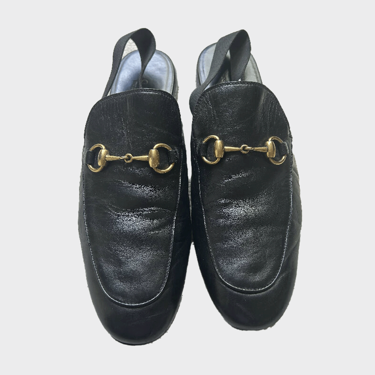 image of Gucci men's black horsebit loafer sandals