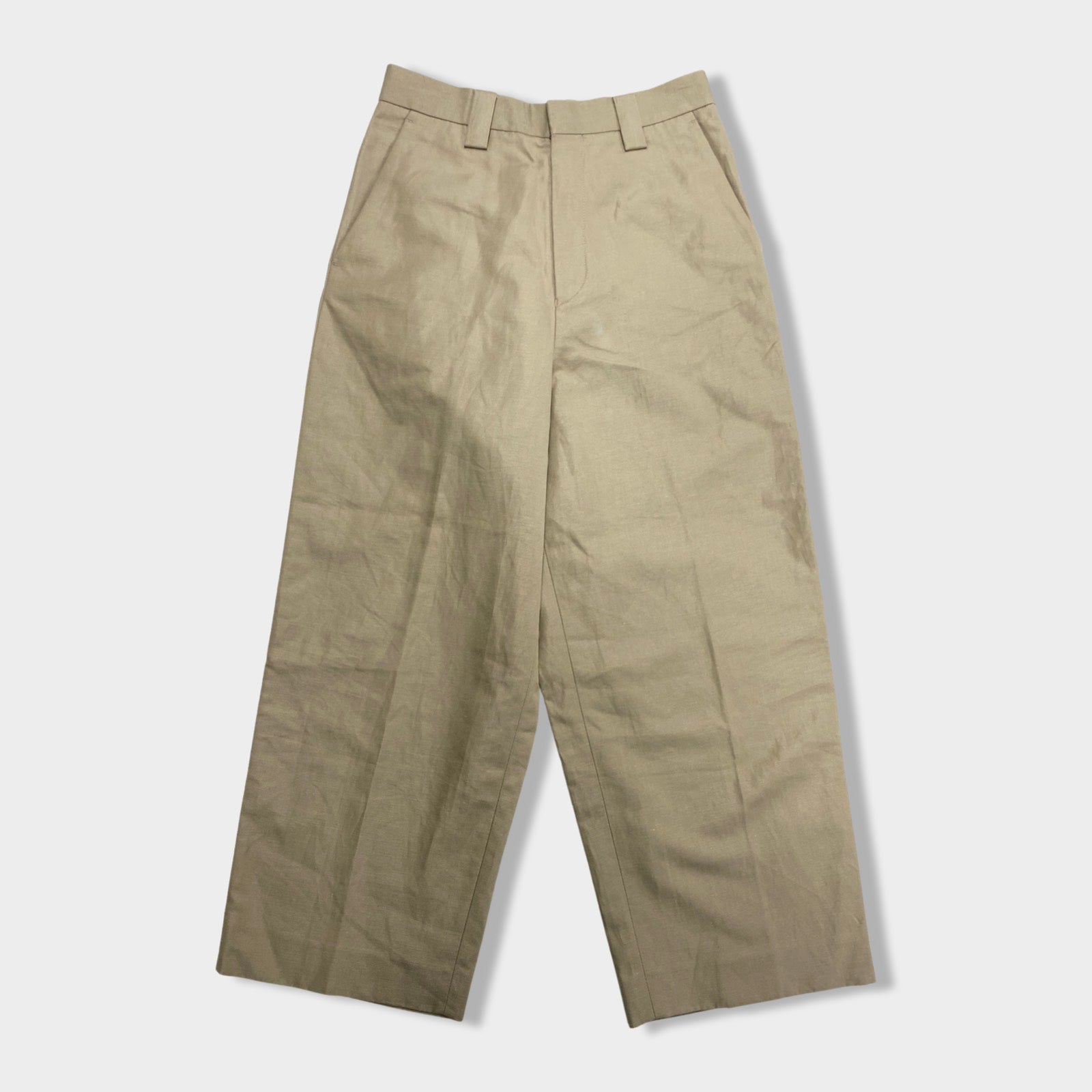 Image of ACNE STUDIOUS light beige cotton and linen trousers | Size EU46