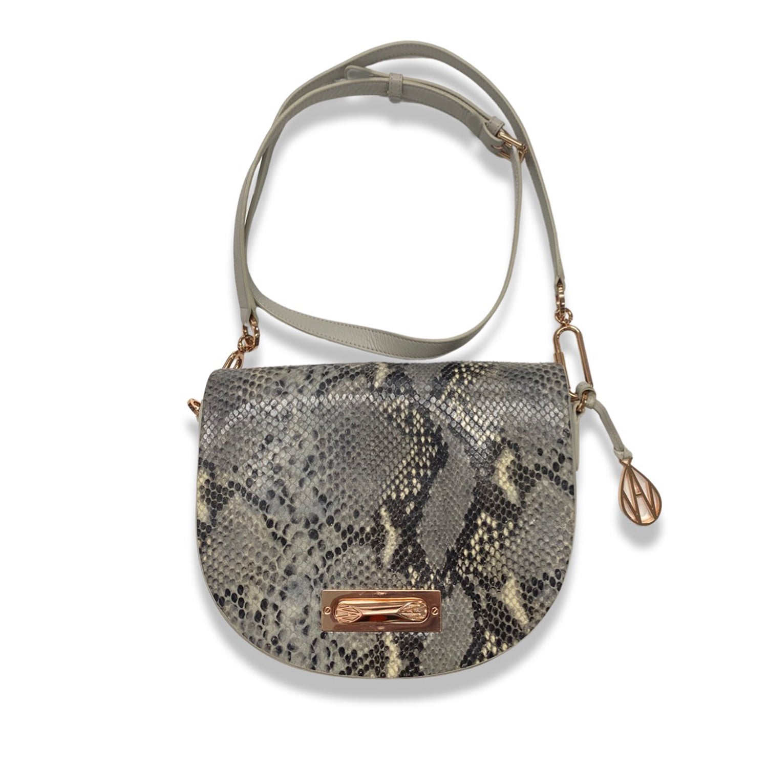 image of AMANDA WAKELEY grey python leather bag with rose gold hardware