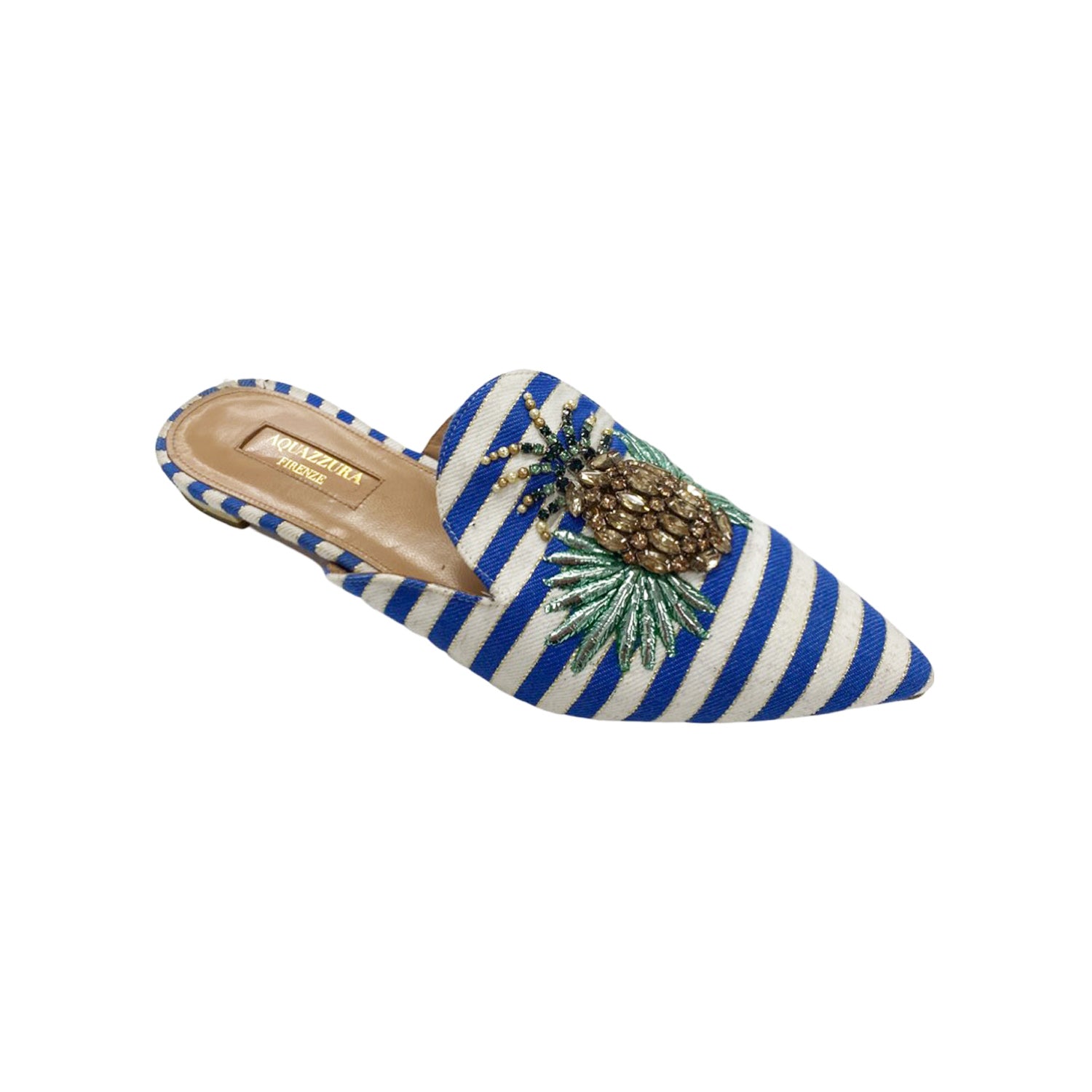 image of AQUAZZURA multicolour canvas mules with crystals