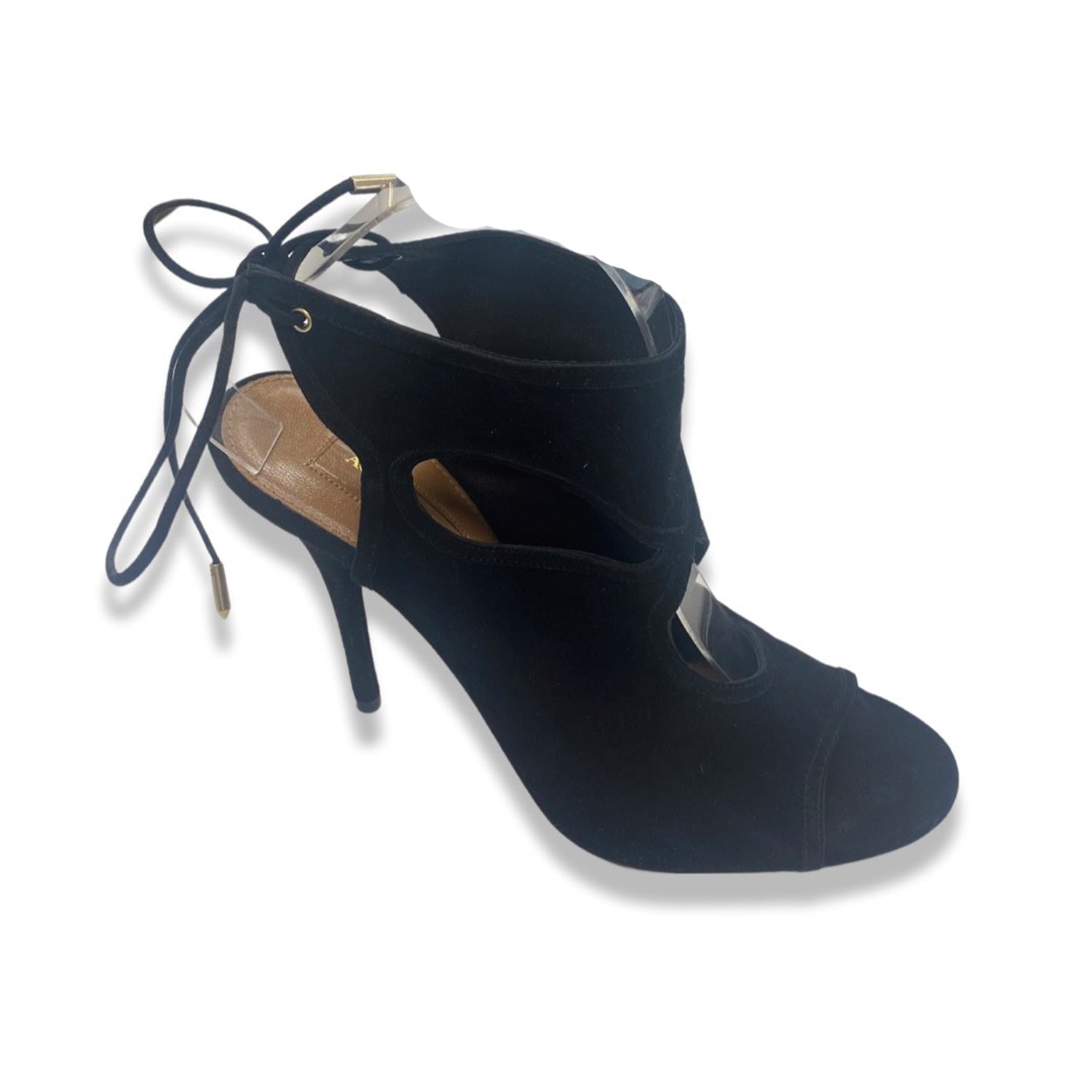 Image of AQUAZZURA black suede sandal heels