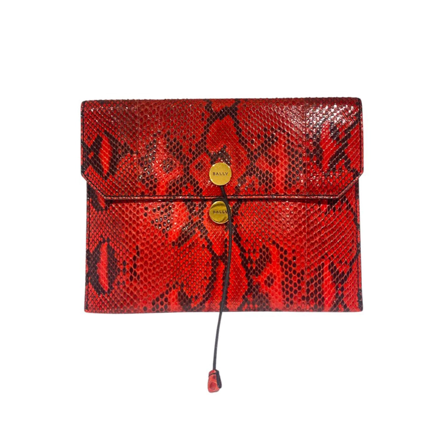 image of BALLY red python leather clutch