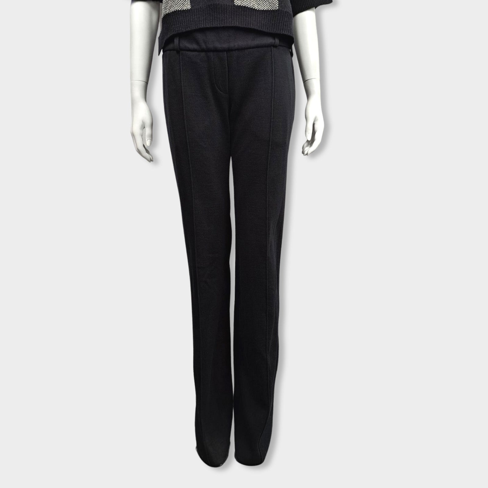 image of BALMAIN black cotton and silk trousers