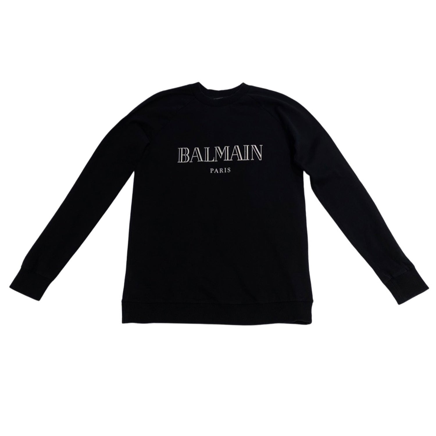 Image of BALMAIN navy logo cotton sweatshirt