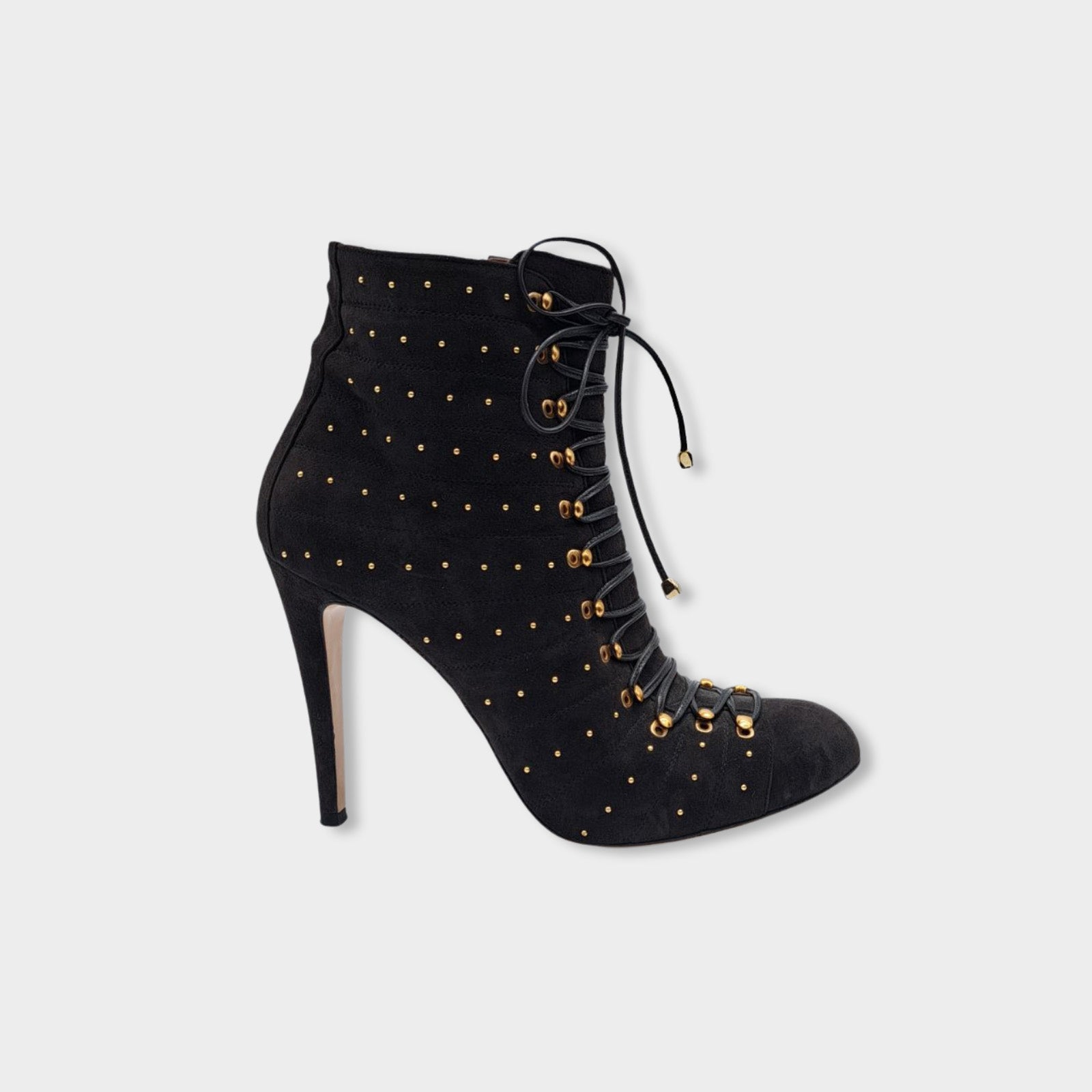 image of BIONDA CASTANA black suede ankle boots with stud details