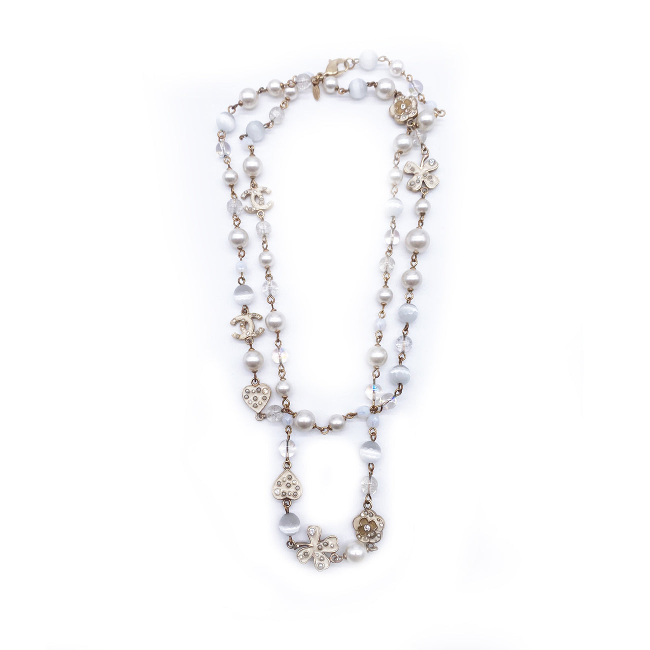 Authentic Second Hand Chanel Chain CC Pearl Drop Necklace PSSA0900015   THE FIFTH COLLECTION