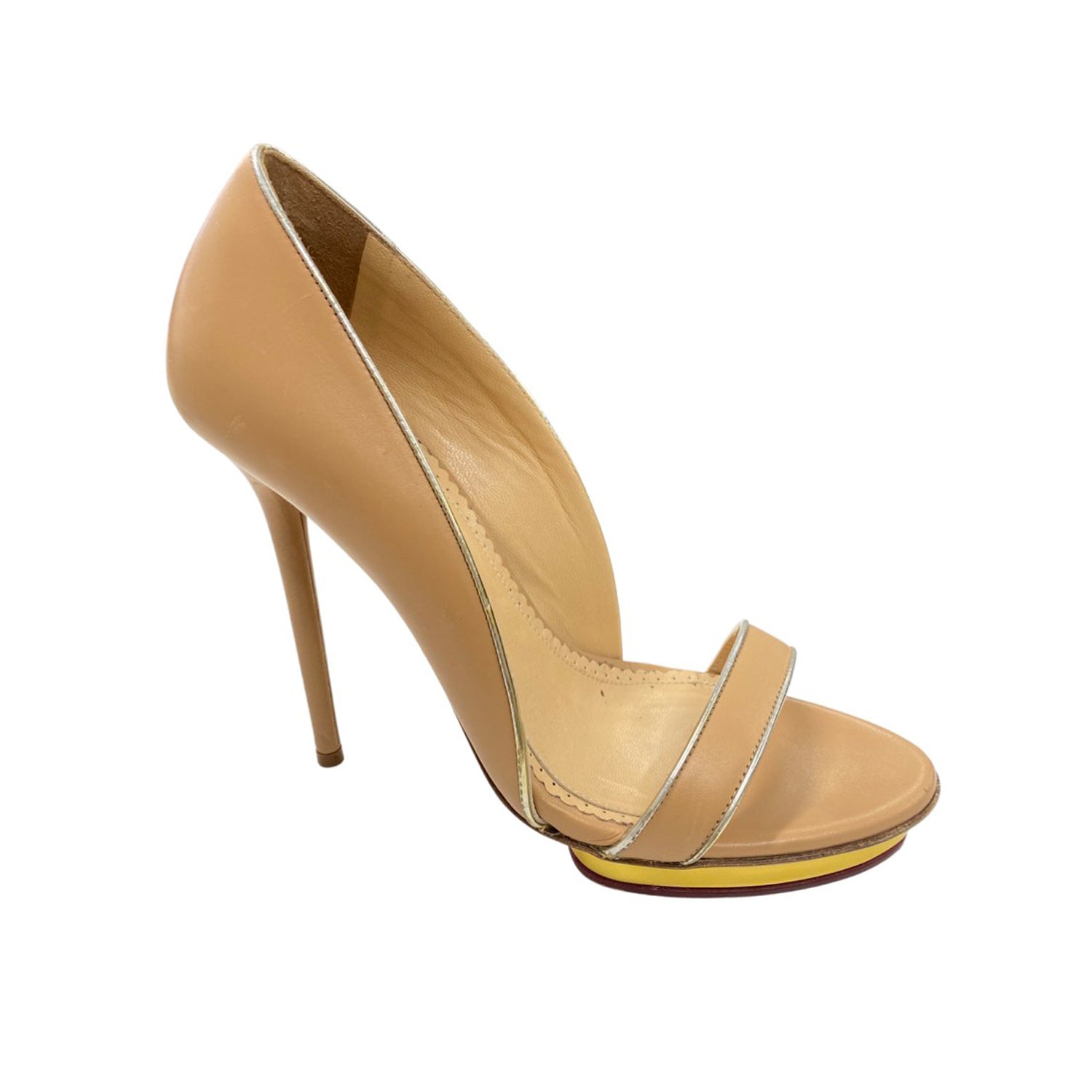 image of CHARLOTTE OLYMPIA beige leather platform heels