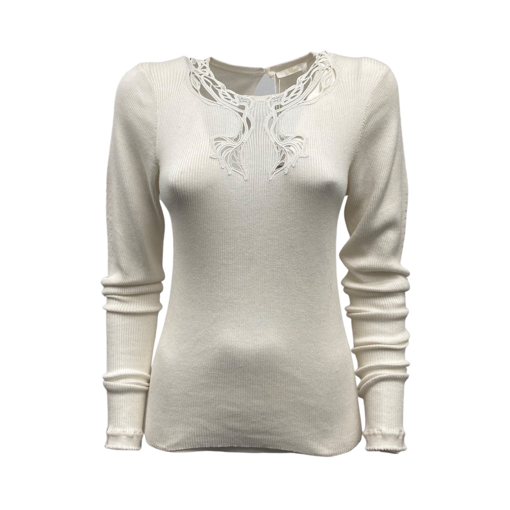 image of CHLOÉ antique white cotton top