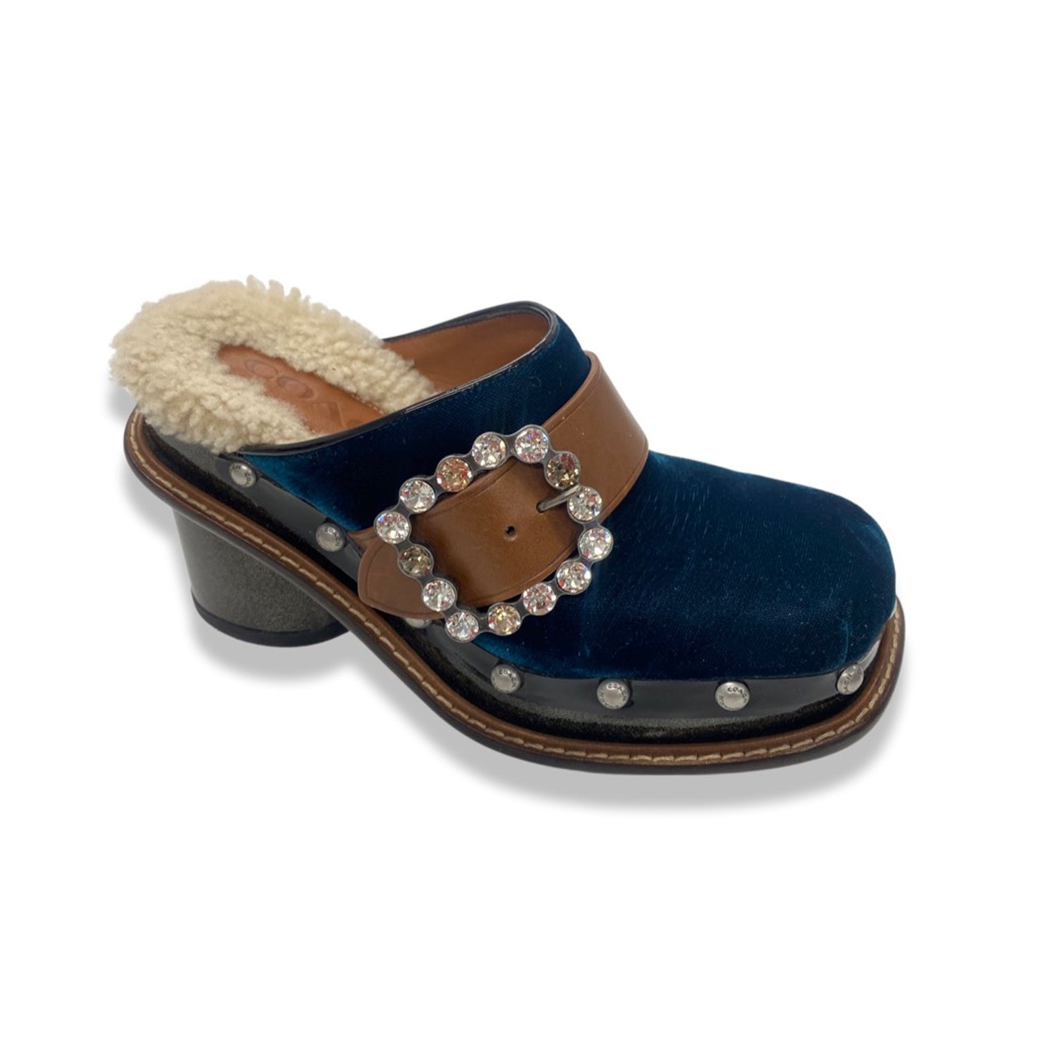 image of COACH velvet and sheepskin sling-back boots