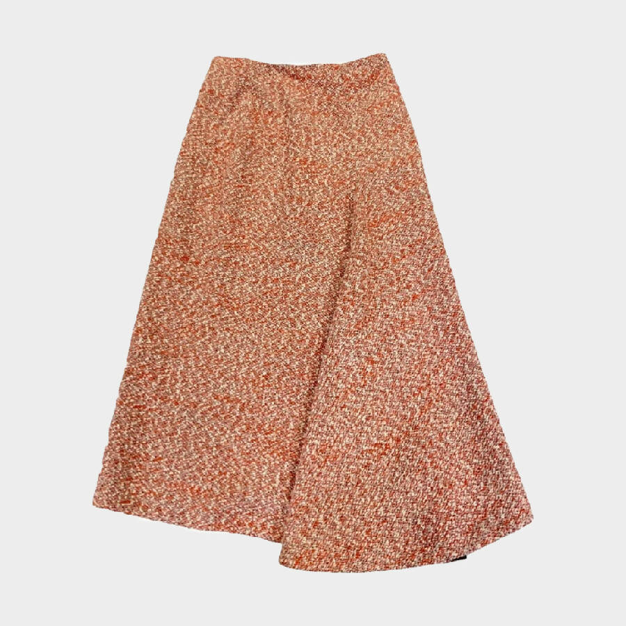 image of Victoria Beckham peach woolen midi length skirt