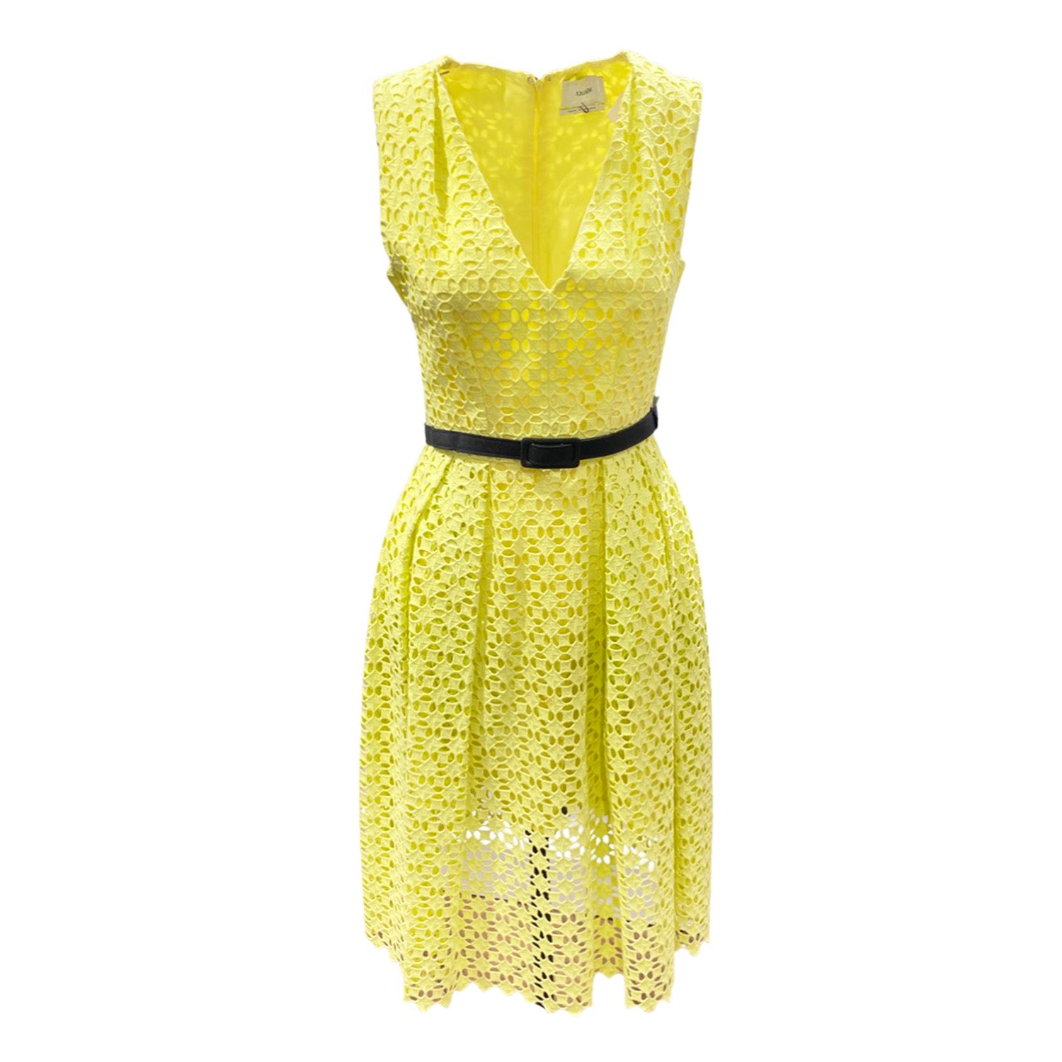 Image of ERDEM yellow sleeveless belted dress