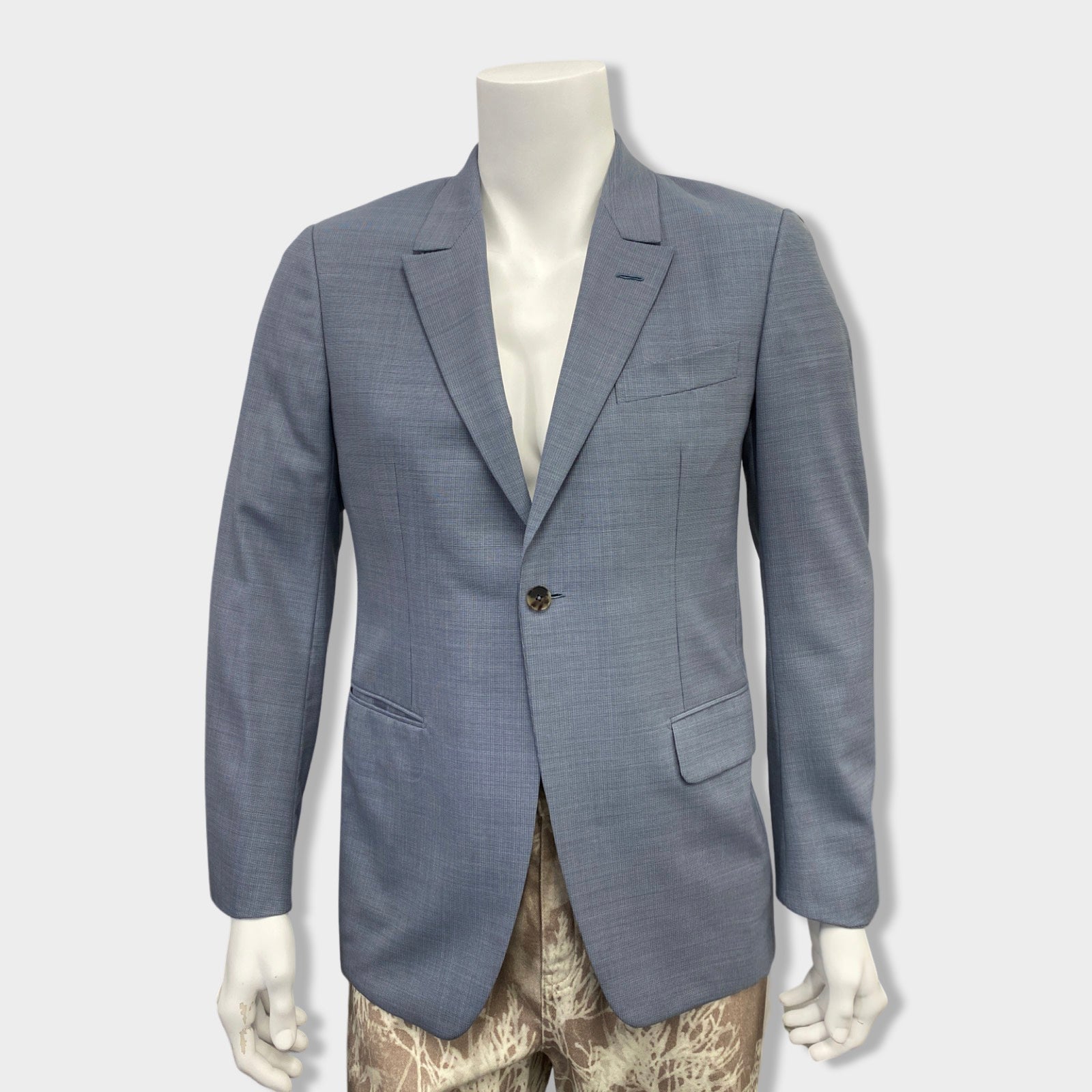 image of ERMENEGILDO ZEGNA grey and blue woolen jacket