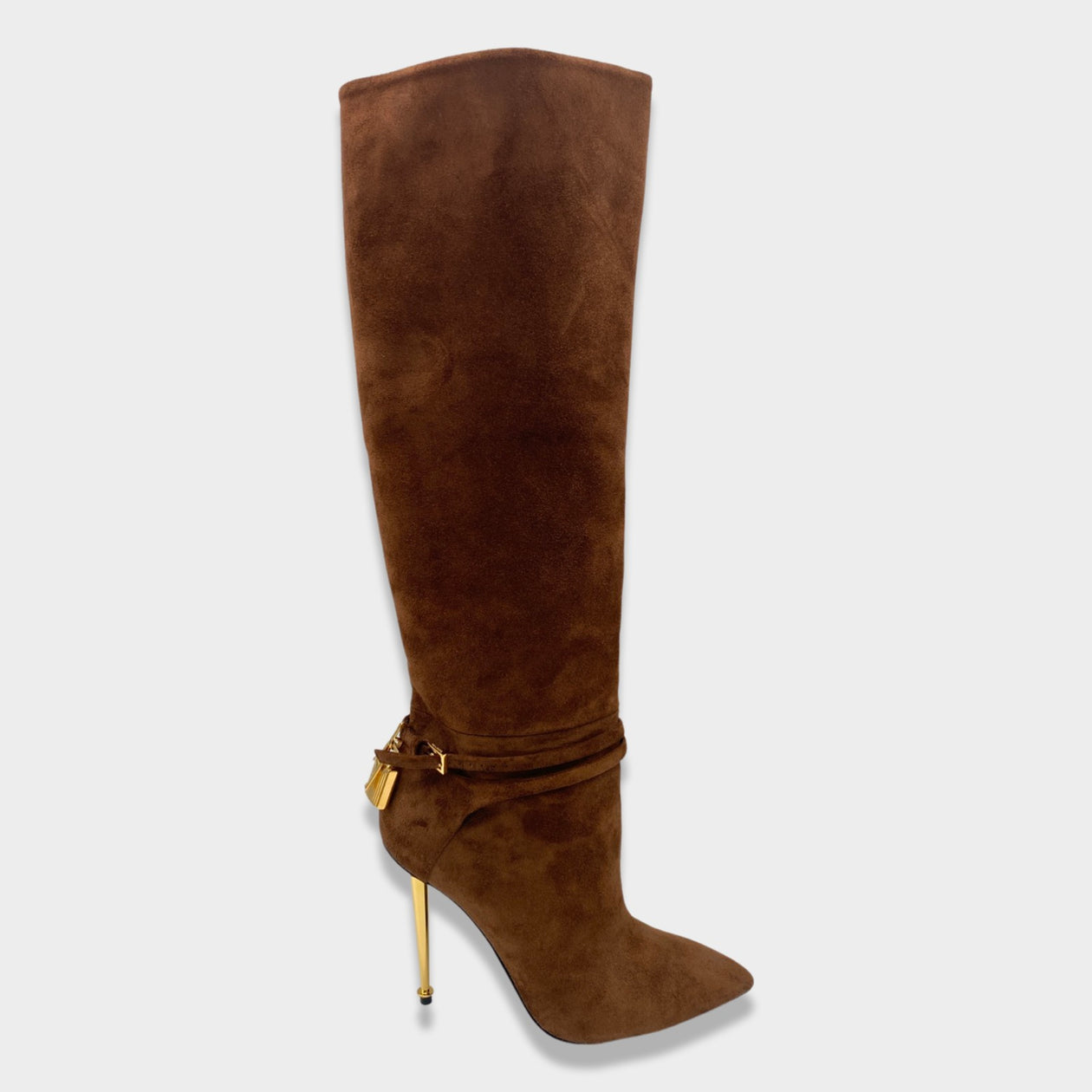 TOM FORD chestnut suede leather Padlock high boots – Loop Generation