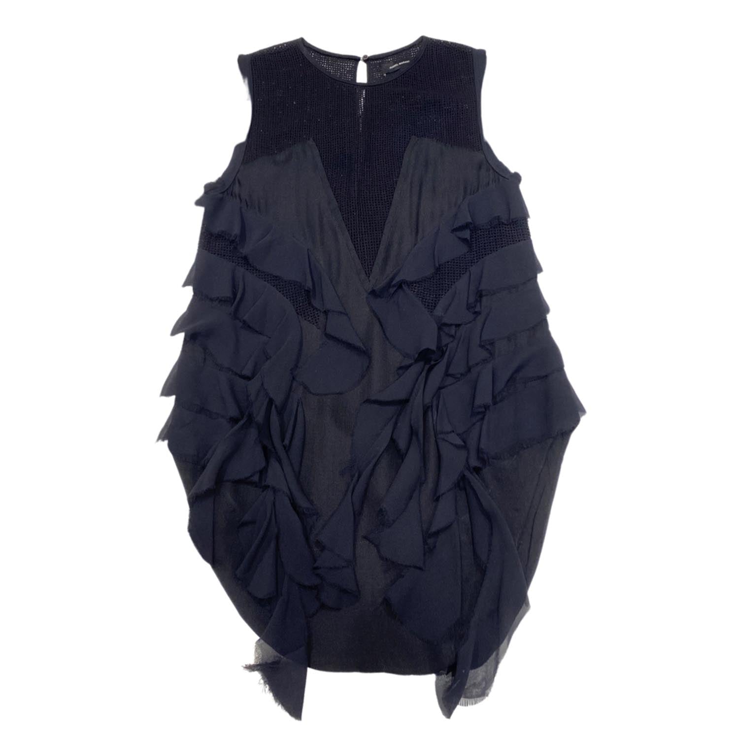 Image of ISABEL MARANT black ruffled top