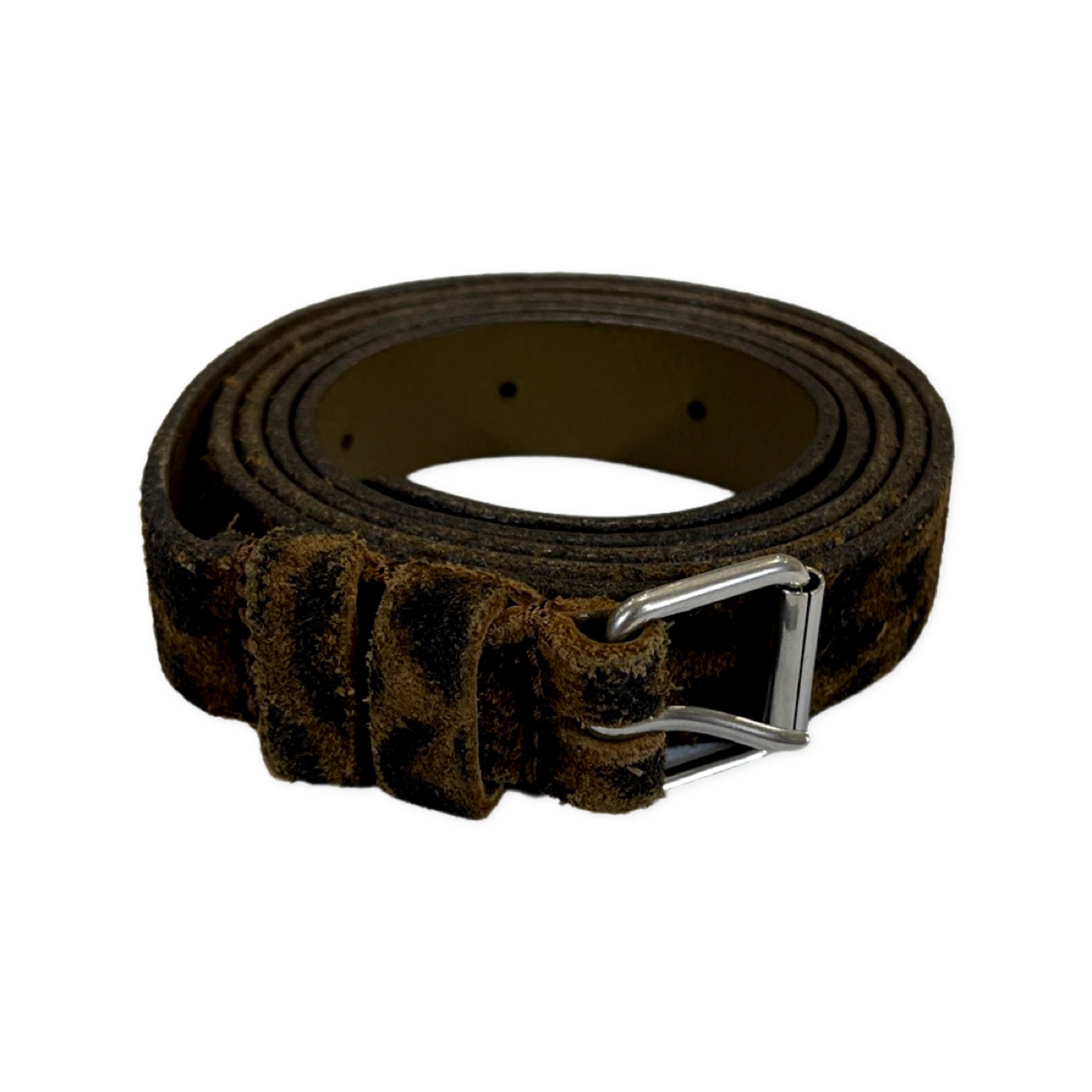 image of Saint Laurent animal print suede brown belt | size 95