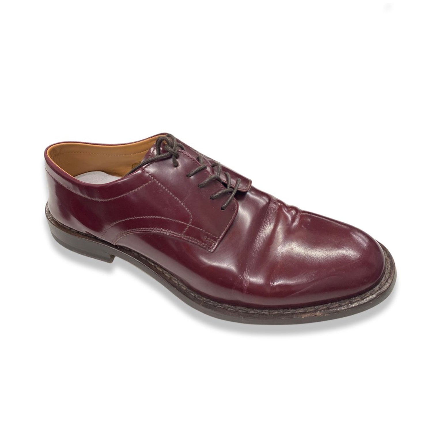 image of MAISON MARGIELA burgundy lace-up leather loafers