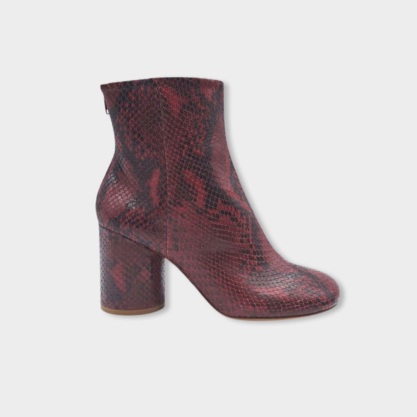 image of MARGIELA burgundy python skin boots