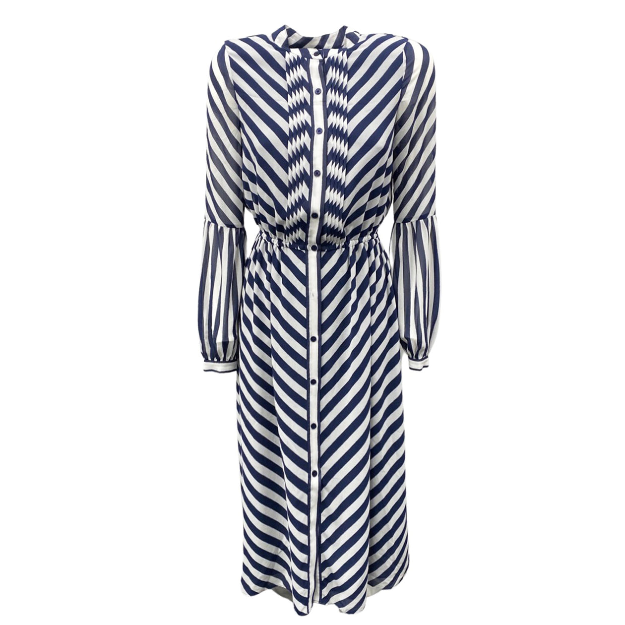 Total 41+ imagen michael kors blue and white striped dress