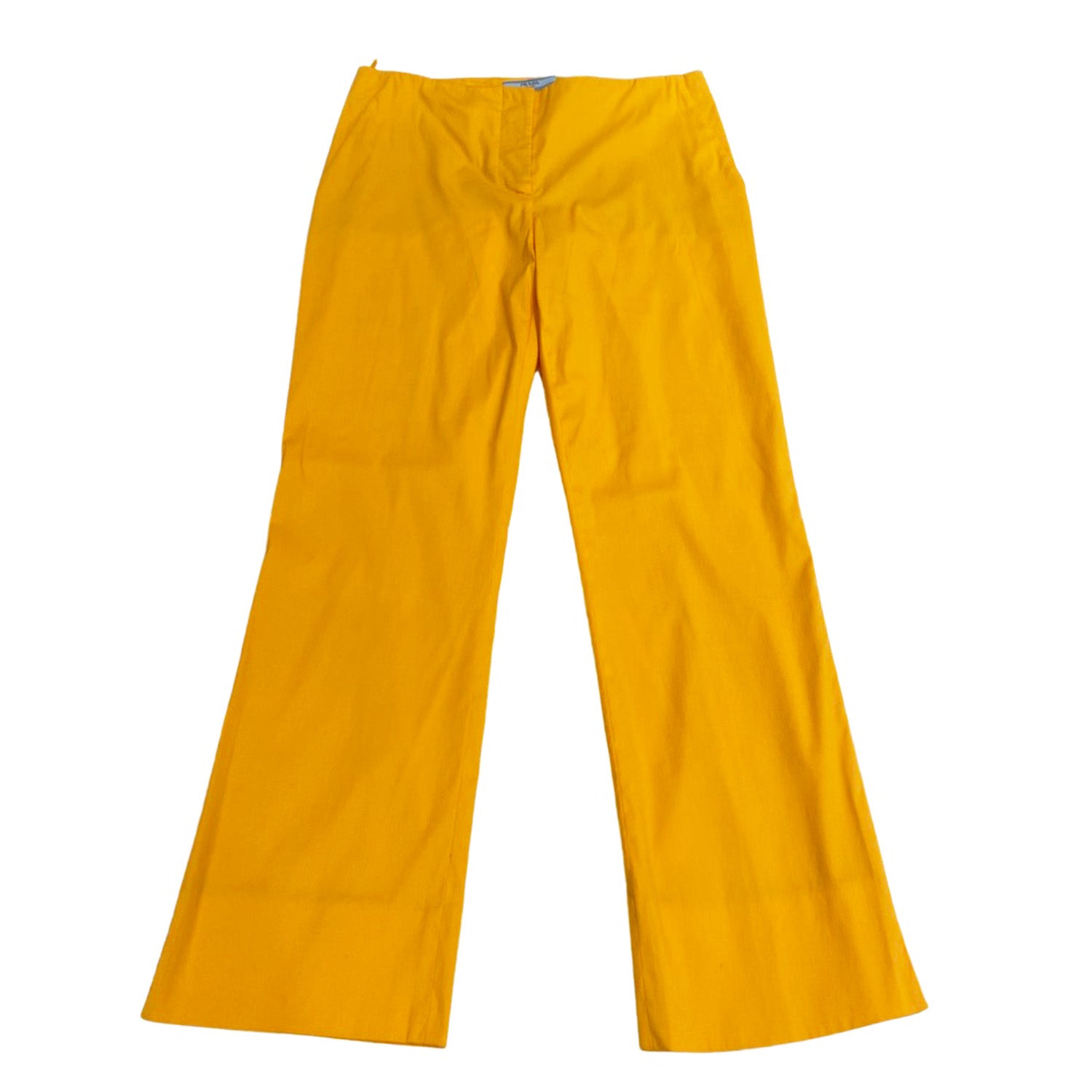 Image of PRADA canary cotton low-waisted trousers