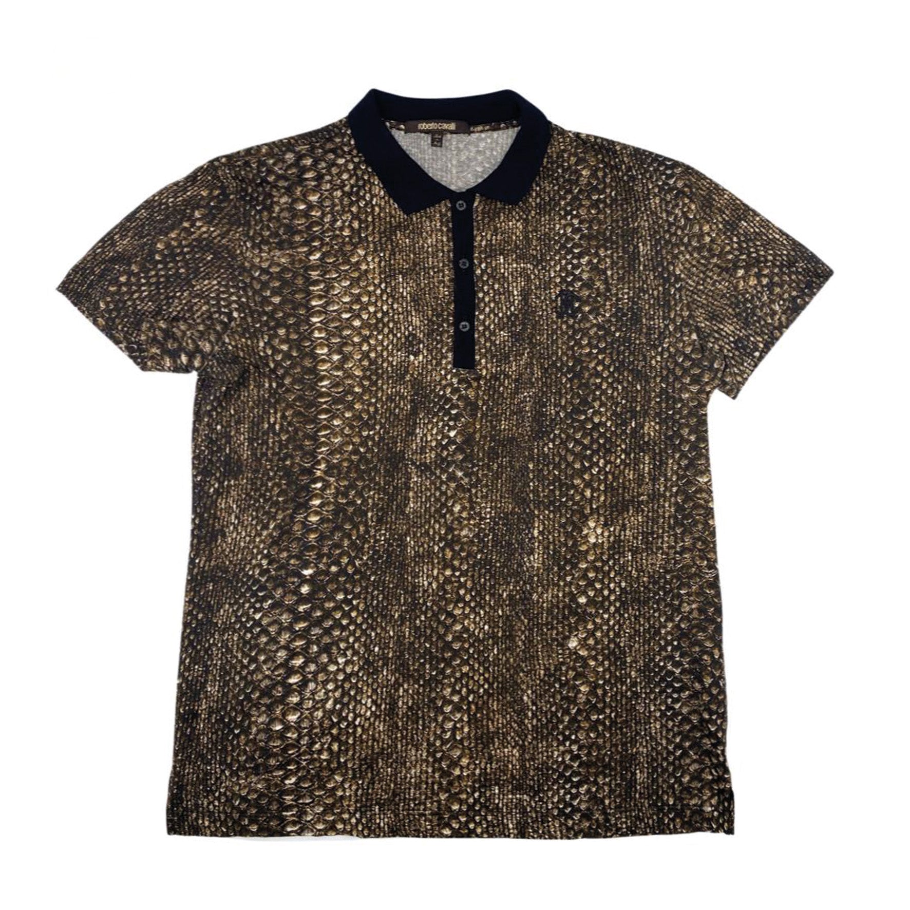 Image of ROBERTO CAVALLI snake print polo shirt