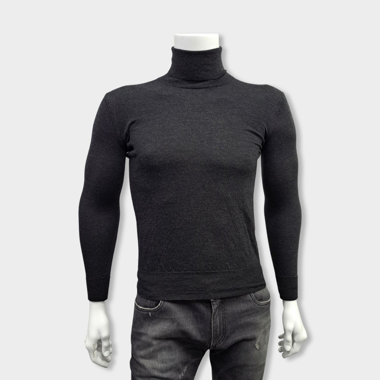 image of TOM SWEENEY grey wool roll neck jumper