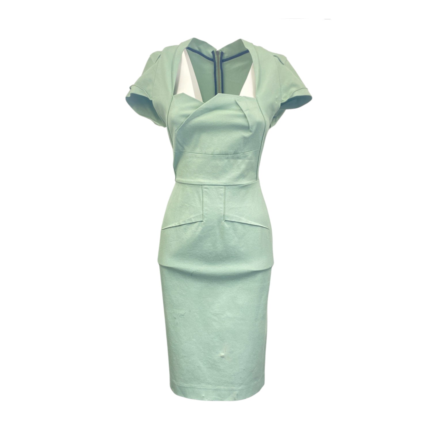 image of UNSIGNED mint green cotton dress