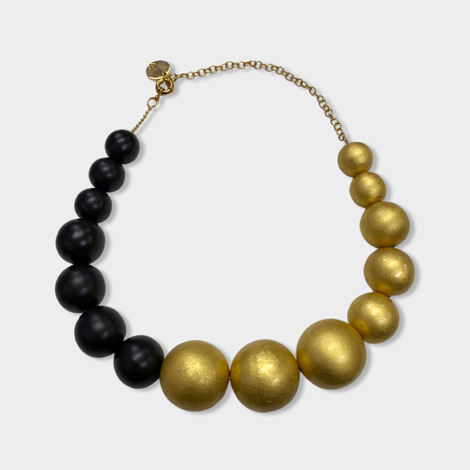 image of VANDA JACINTHO black and gold beads necklace