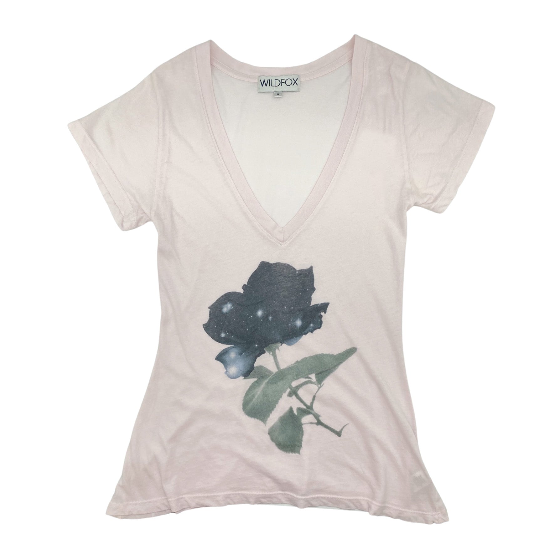 image of WILDFOX baby pink floral cotton T-shirt