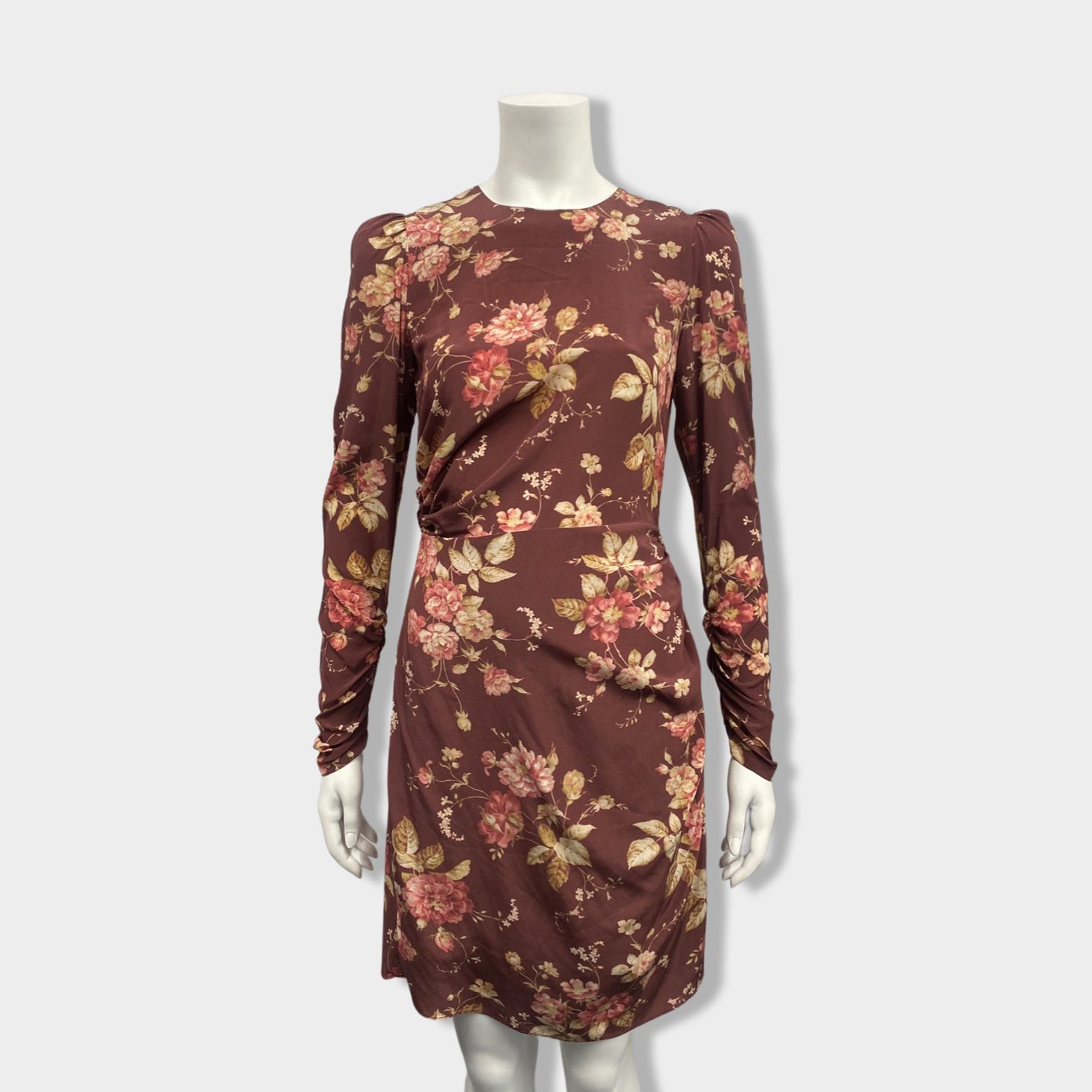 image of ZIMMERMANN burgundy floral print silk dress