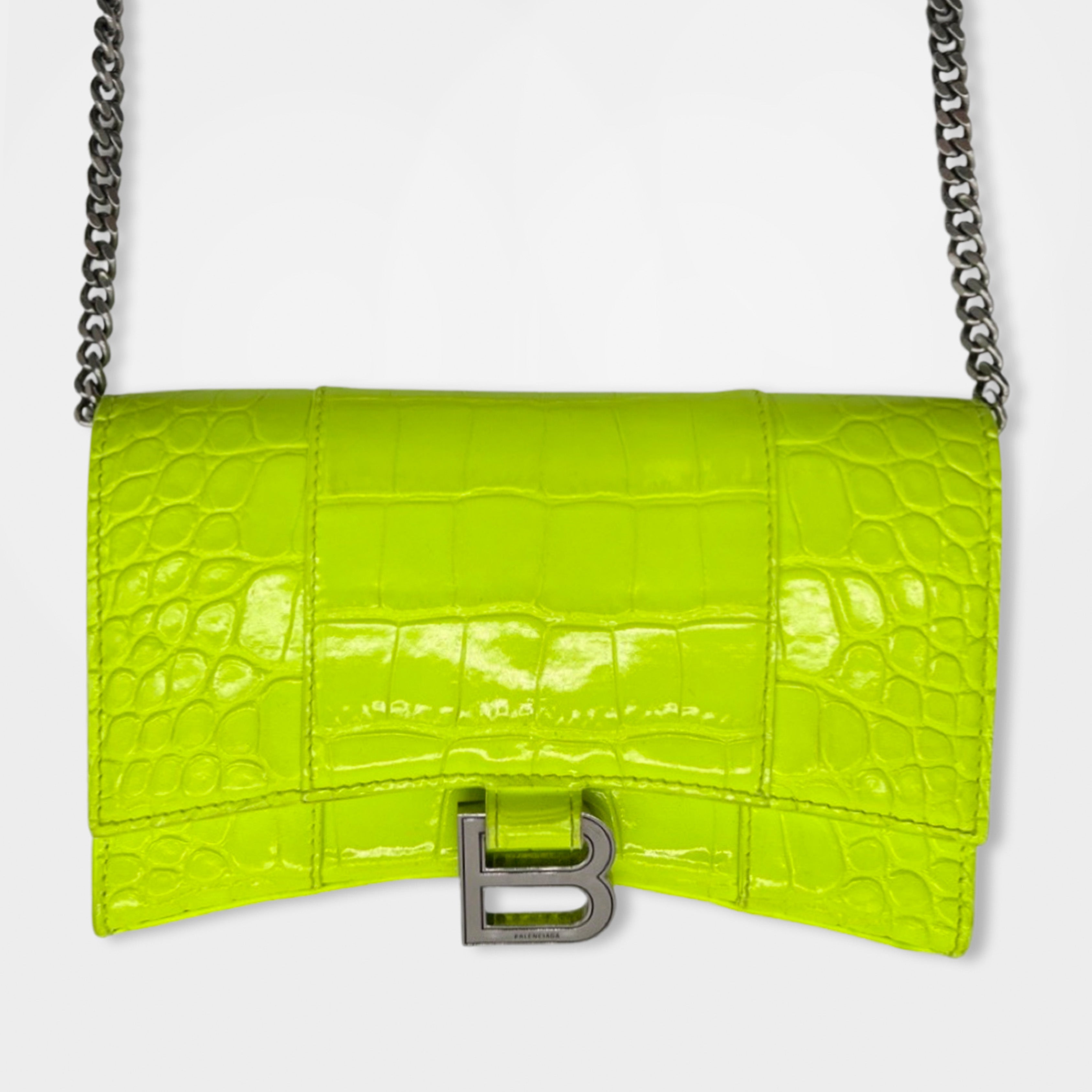 Hourglass Xs Bag  Balenciaga  Lime  Leather