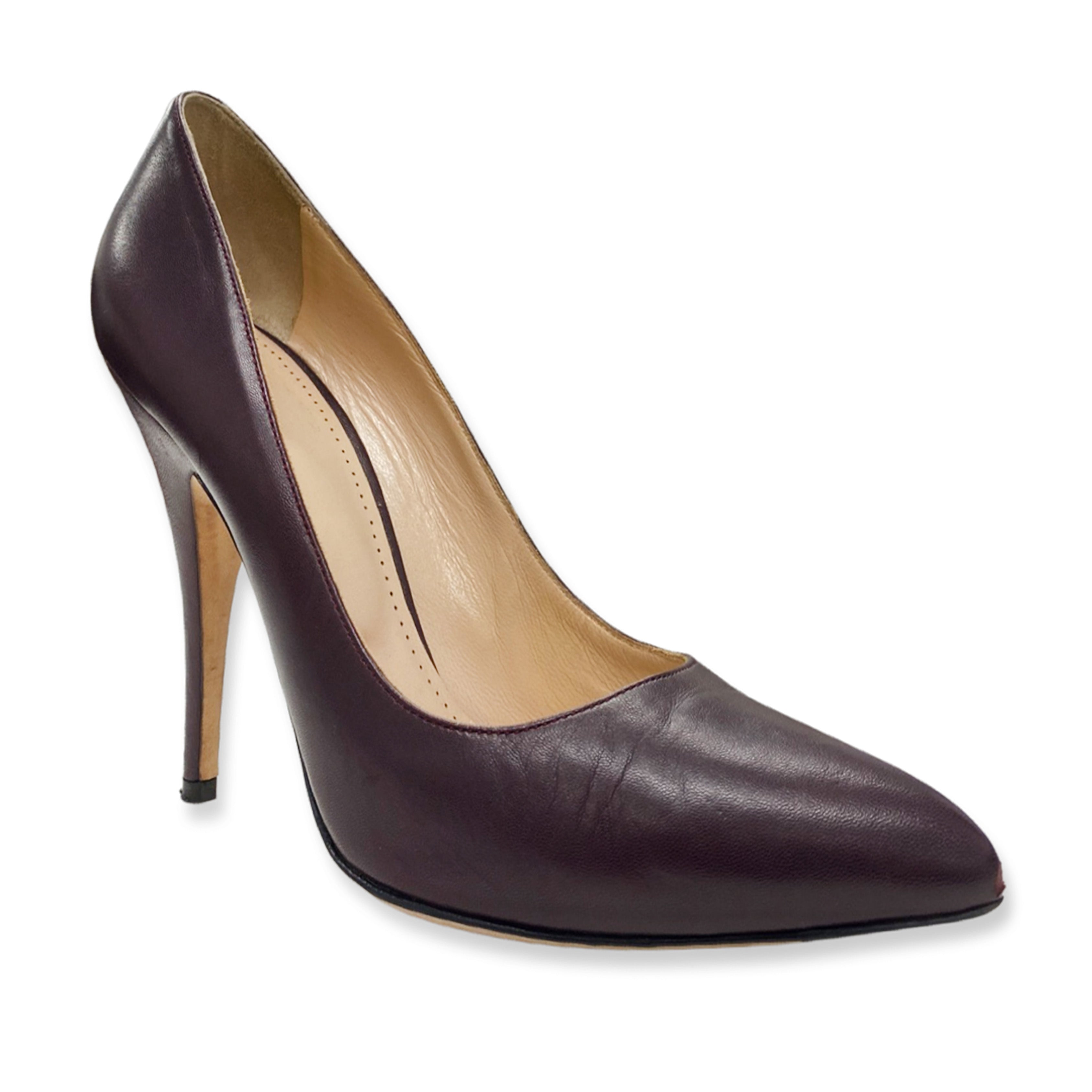 image of BALLY burgundy leather pumps