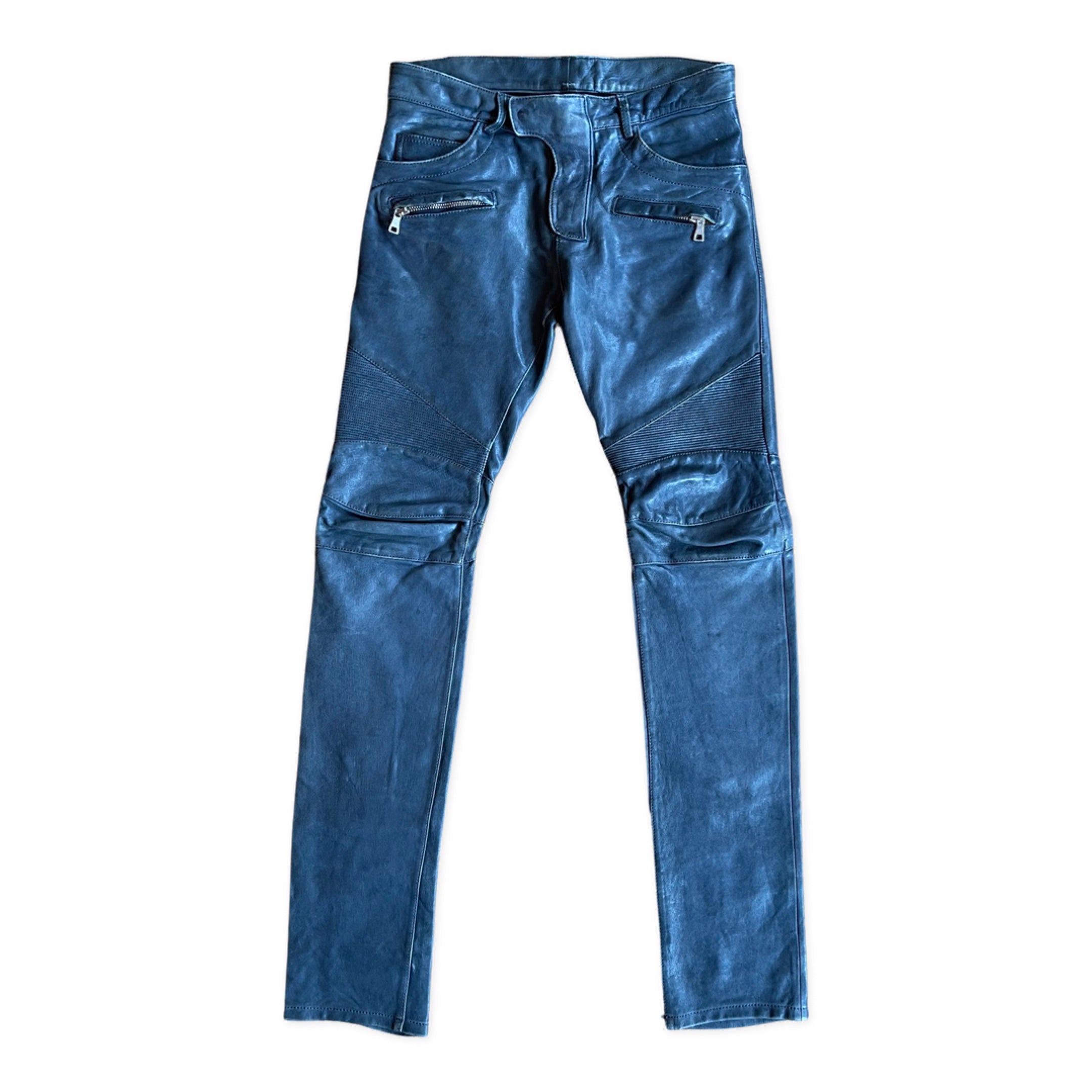 Image of Balmain petrol blue biker jeans