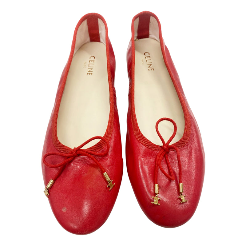 CELINE red leather ballerina flats – Loop Generation