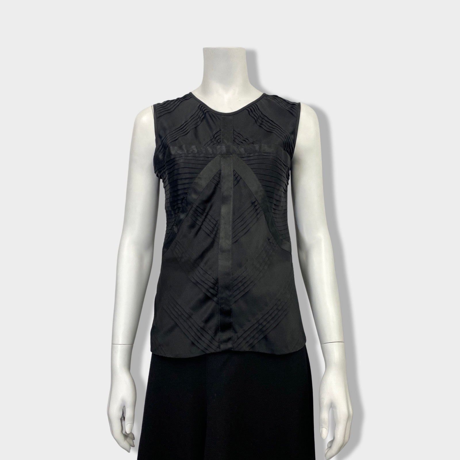 image of CHANEL black silk top