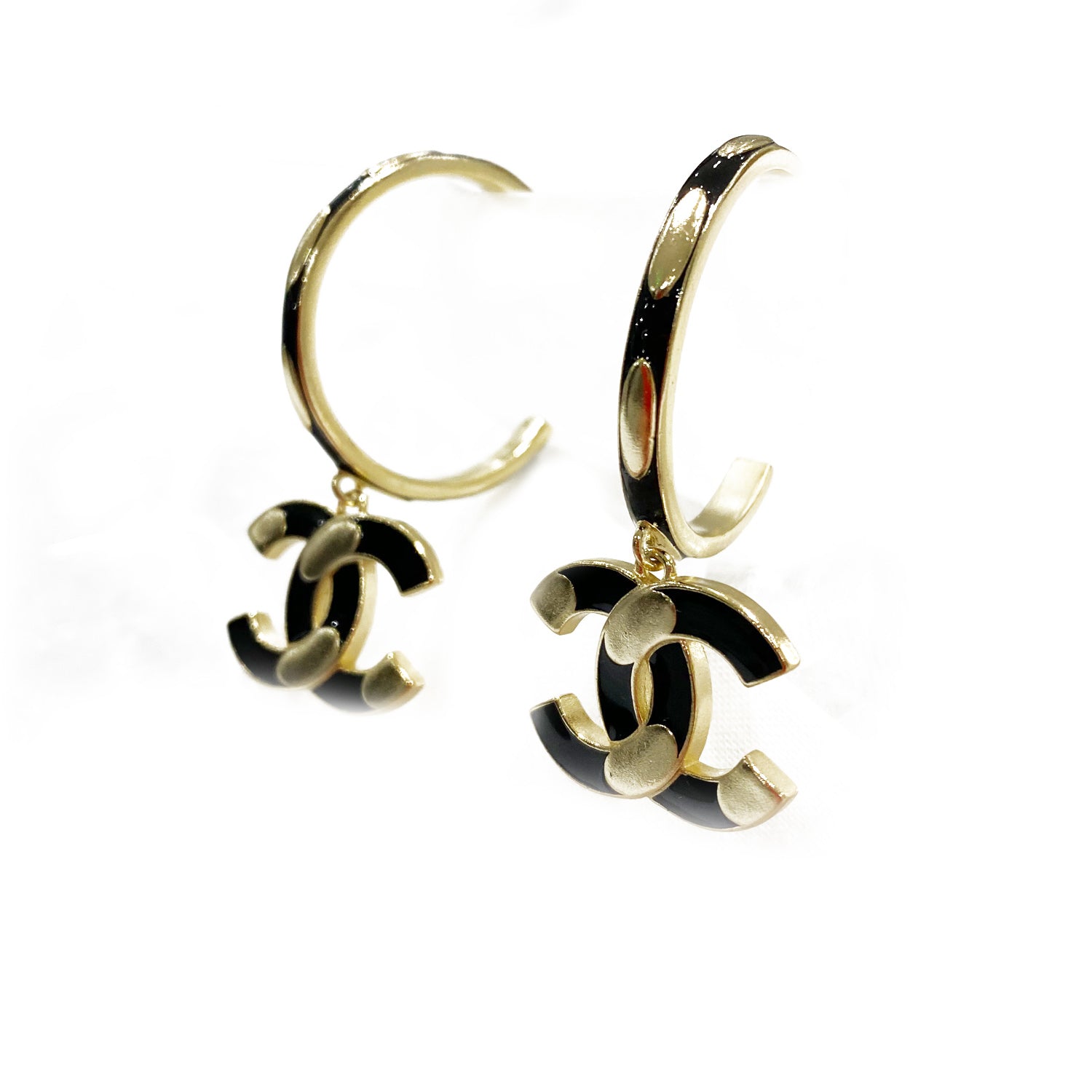 Chanel Black Stone  CC Drop Earrings  LuxuryPromise