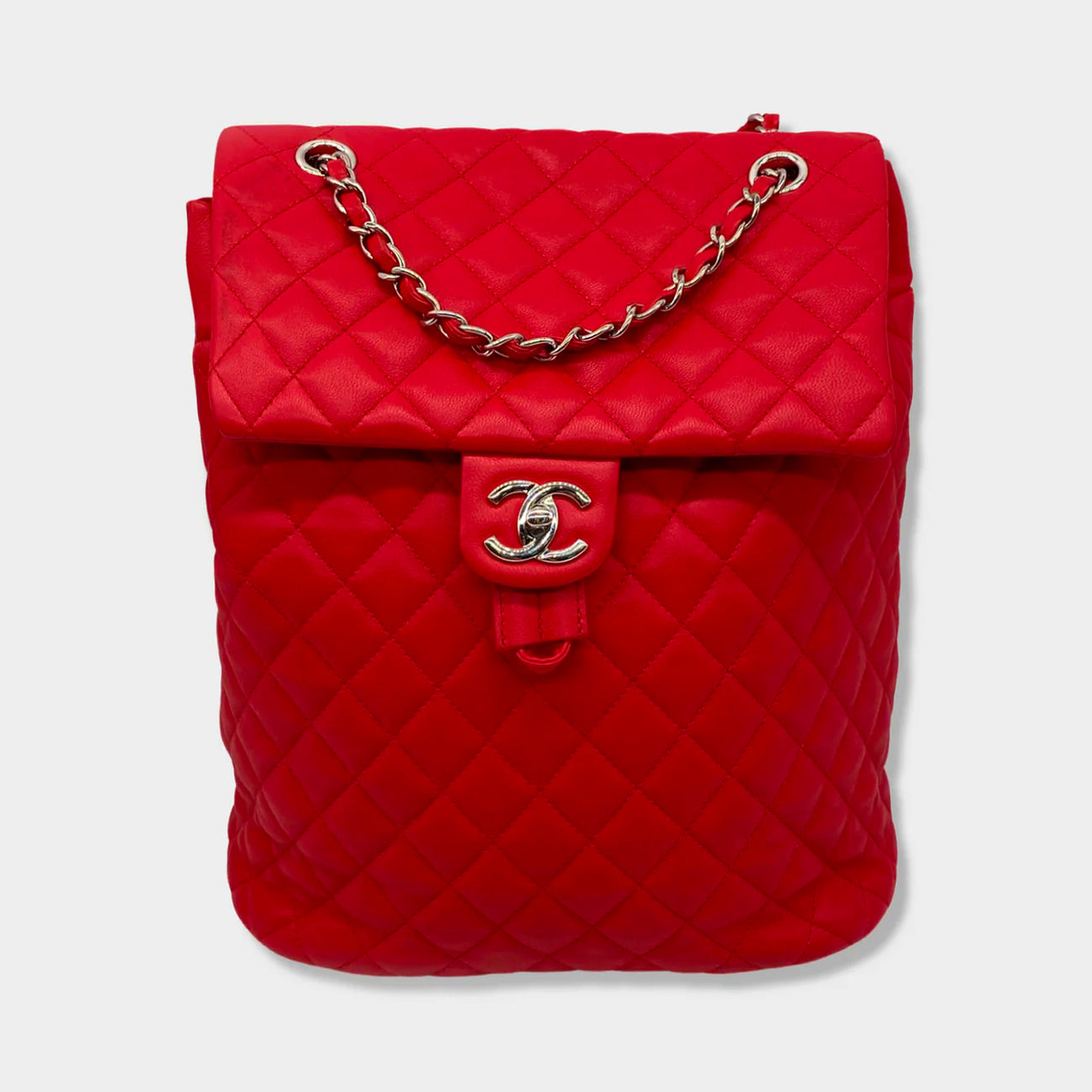 CHANEL bright red grained leather drawstring backpack with metal hardw –  Loop Generation