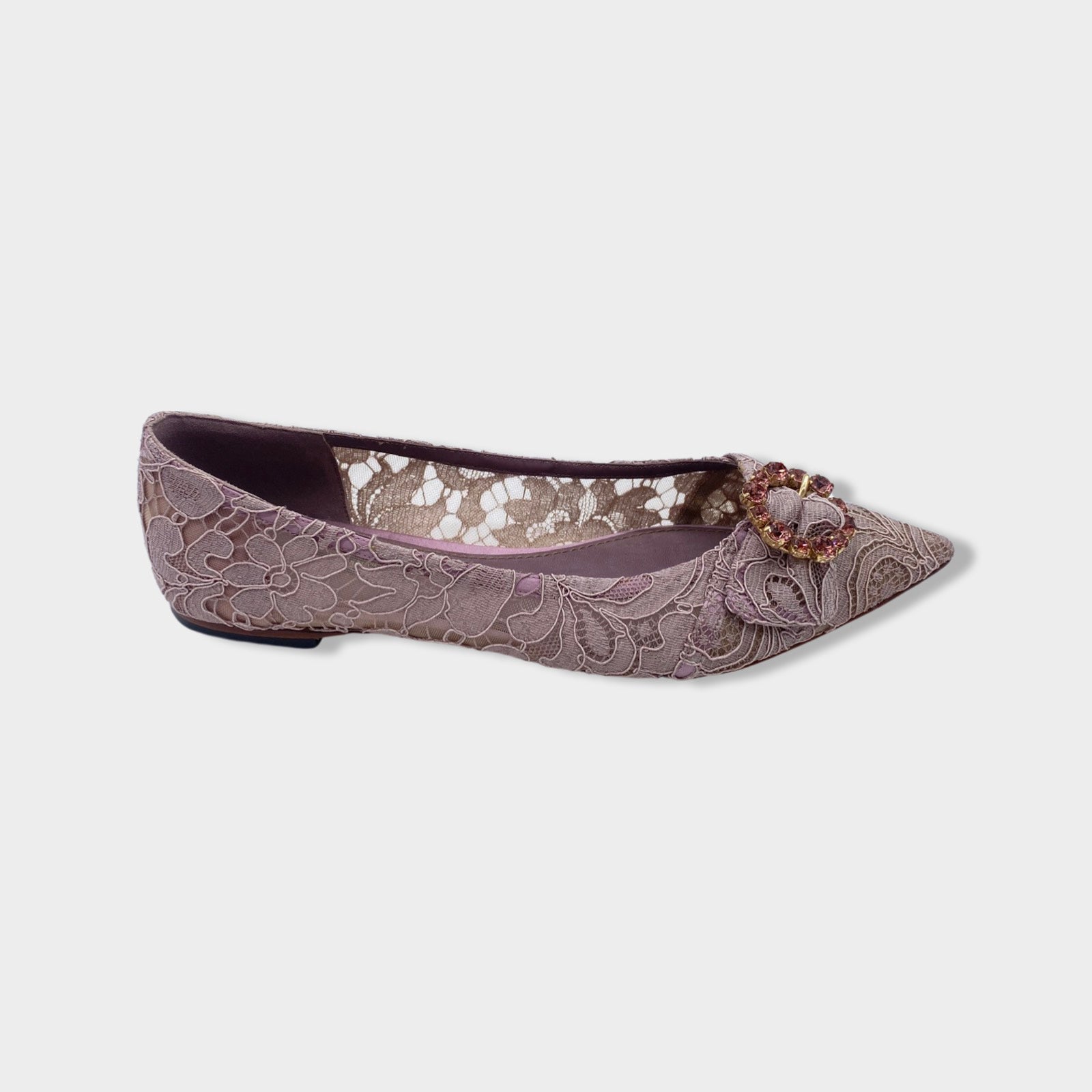 Image of DOLCE&GABBANA lace lilac flats with crystals