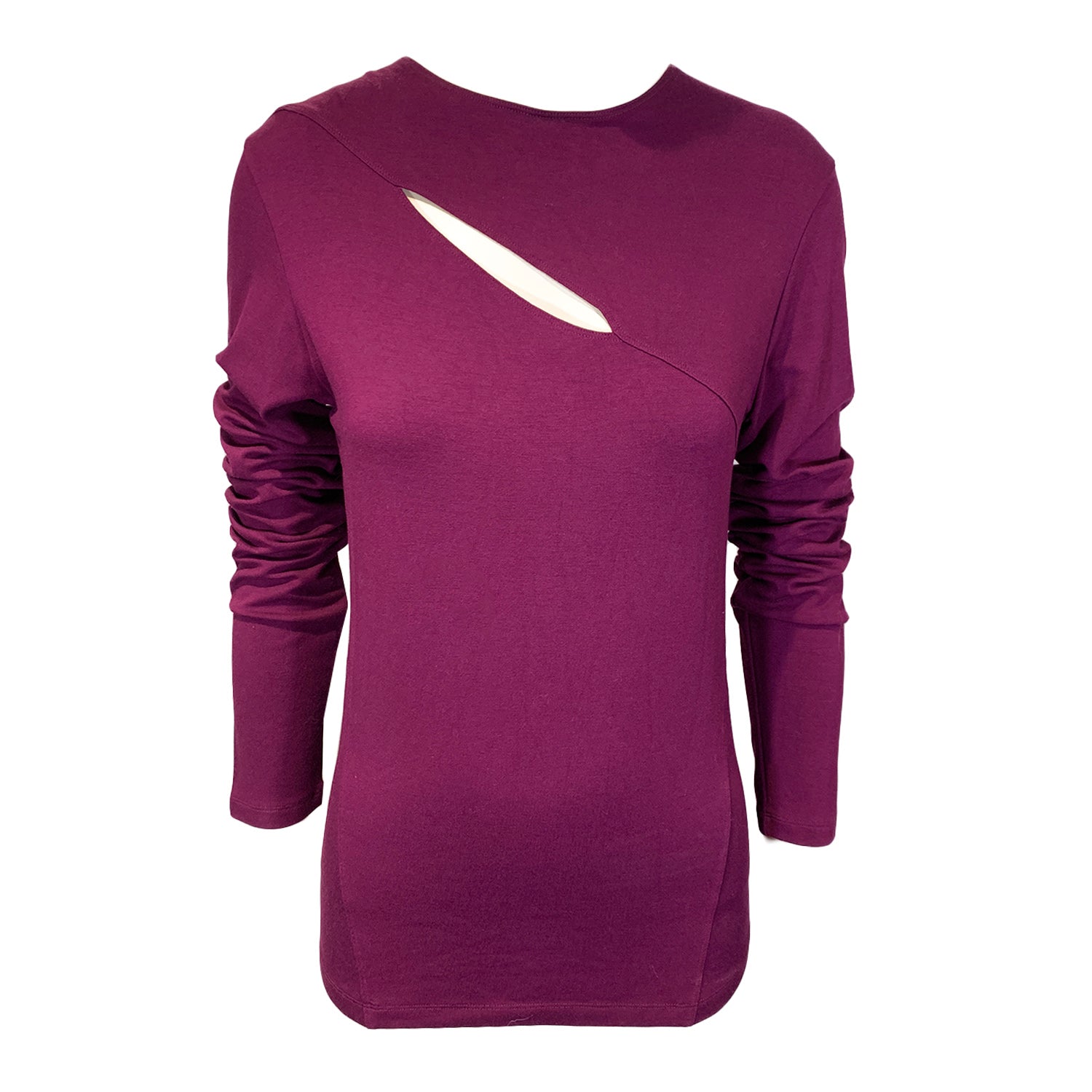 image of Donna Karan purple long-sleeve cutout top