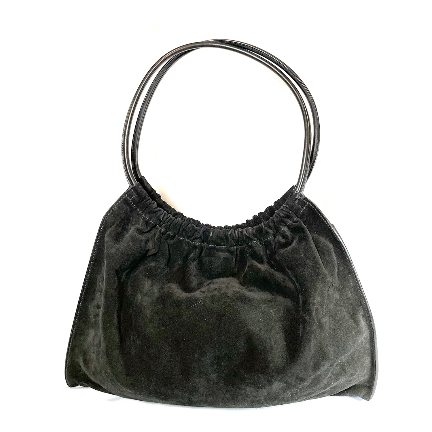 image of Gucci black suede and leather handbag